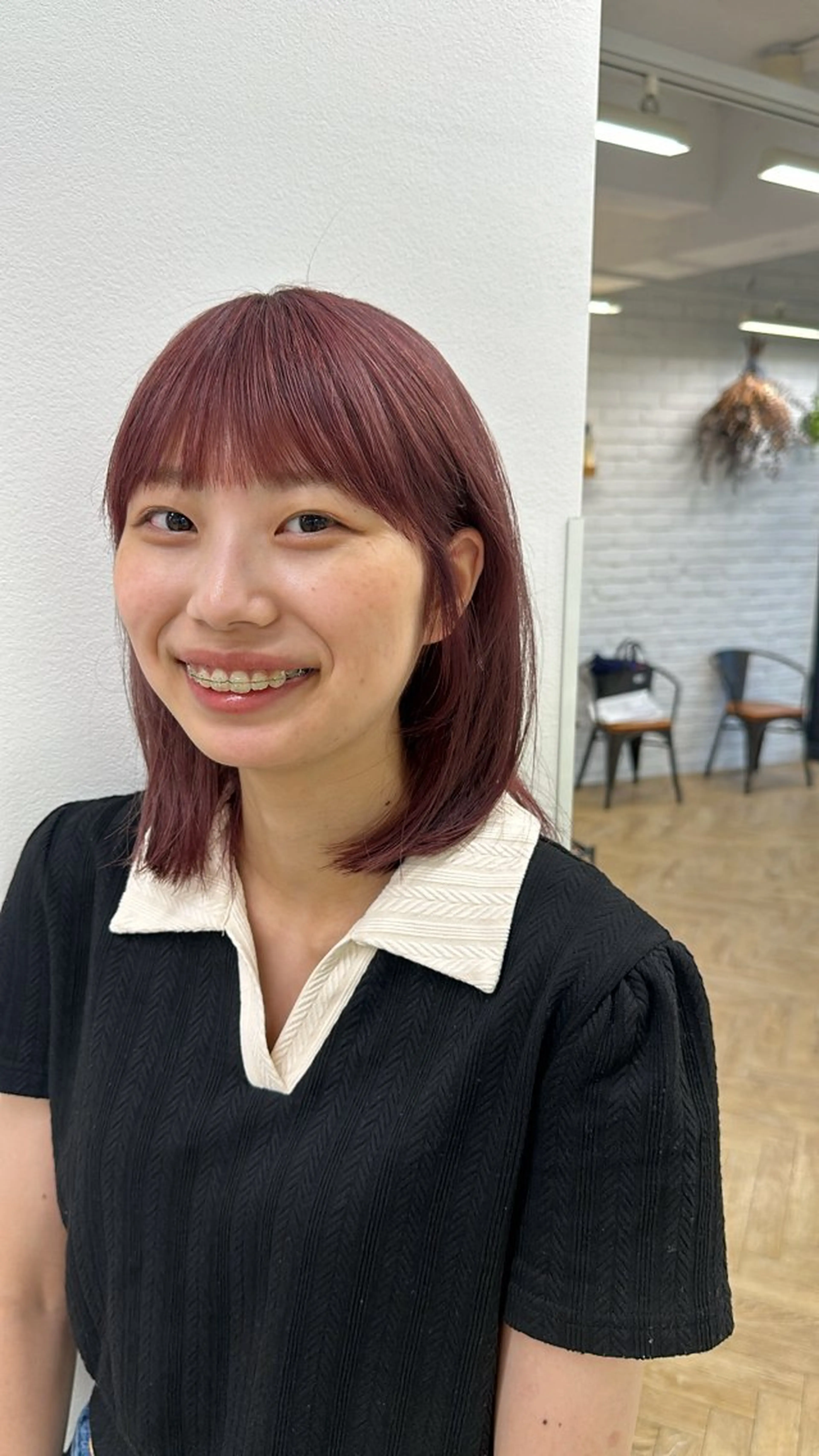 ミディアム カラー ハイライトカラー ボブ くびれヘア ハイライト 髪質改善 ヘアカラー トリートメント 髪質改善/韓国/ ヘアセット/夏美のヘアスタイル