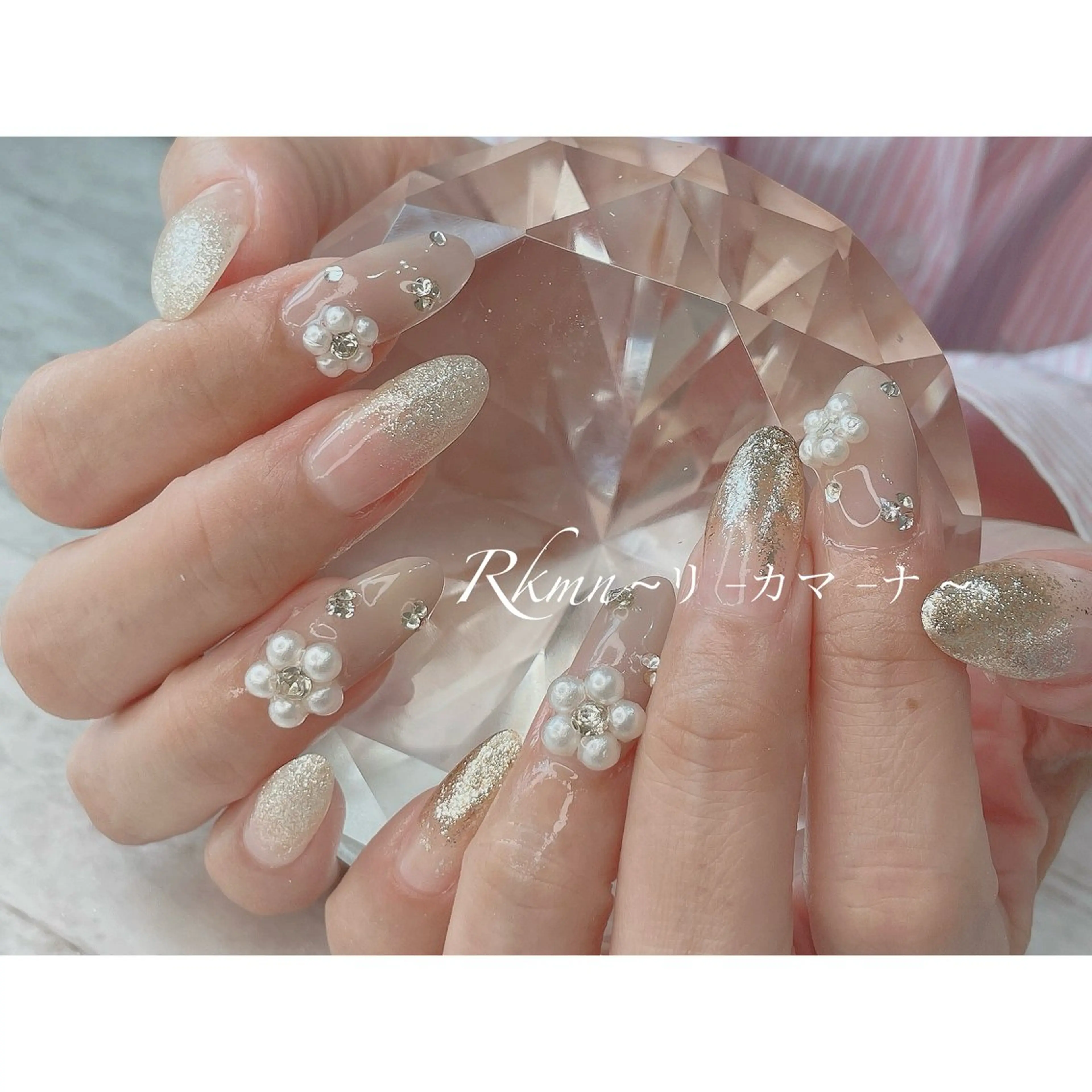 ネイル アートネイル フラワーネイル グラデーション ラメ(グリッター) 春ネイル ハンドネイル フットネイル ハンドケア Rkmn ~リ-カマ-ナ~のネイルデザイン