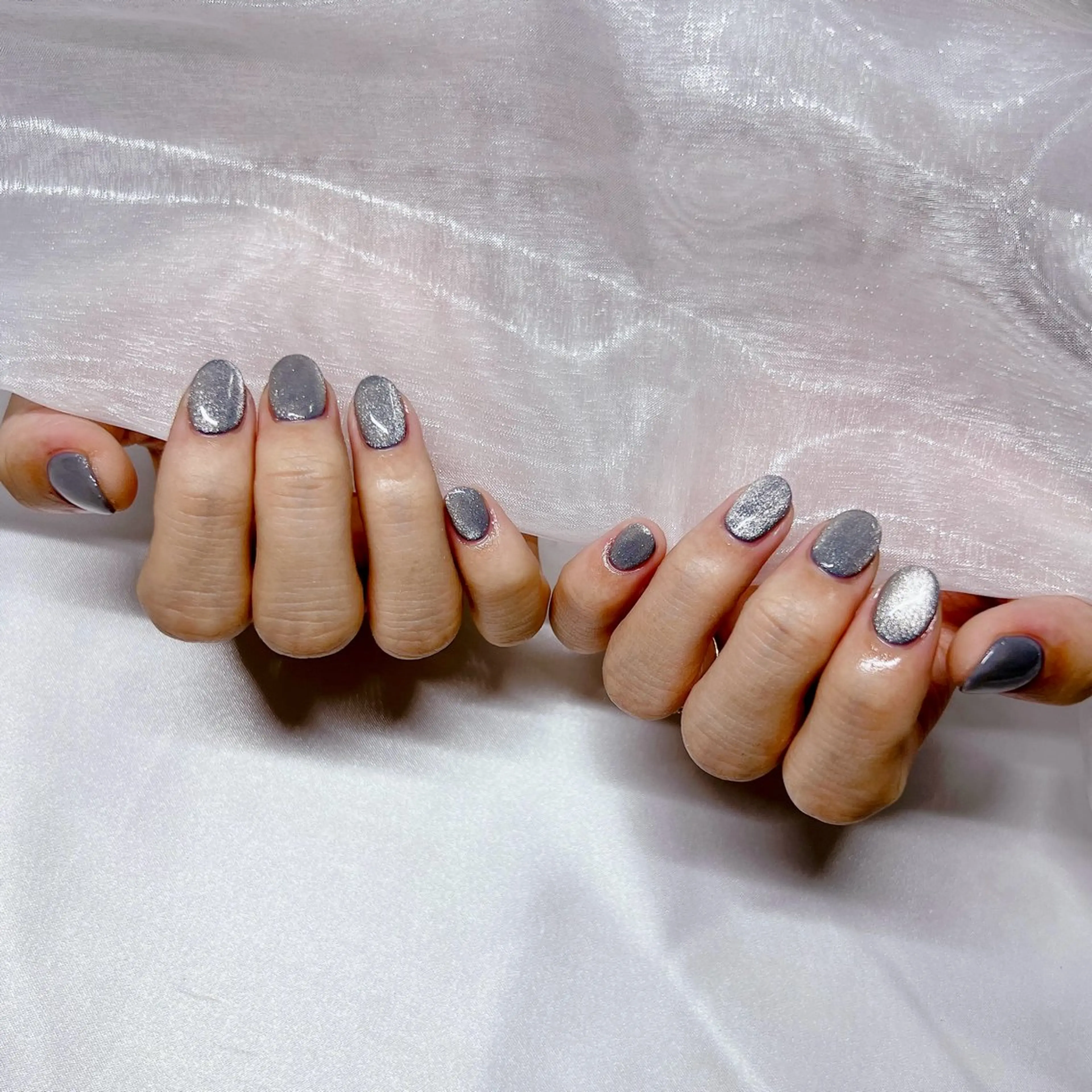 ネイル ジェルネイル 韓国ネイル ラメ(グリッター) マグネットネイル 持ち込み ハンドネイル -nail salon-Reward所属・nail salon Rewardのネイルデザイン