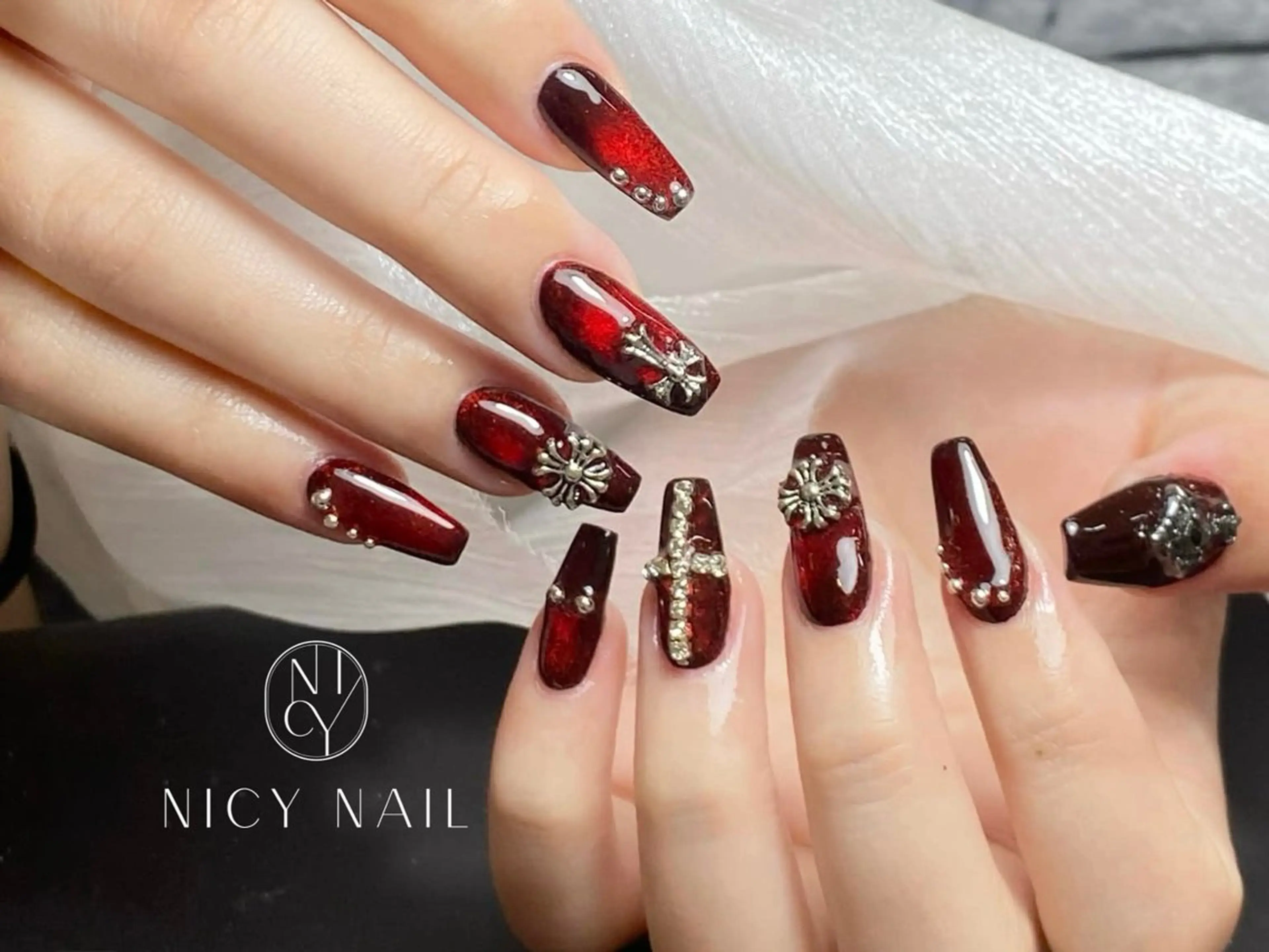 ネイル アートネイル オーロラネイル ブルー チークネイル フットネイル ハンドネイル NICY NAIL 池袋のネイルデザイン