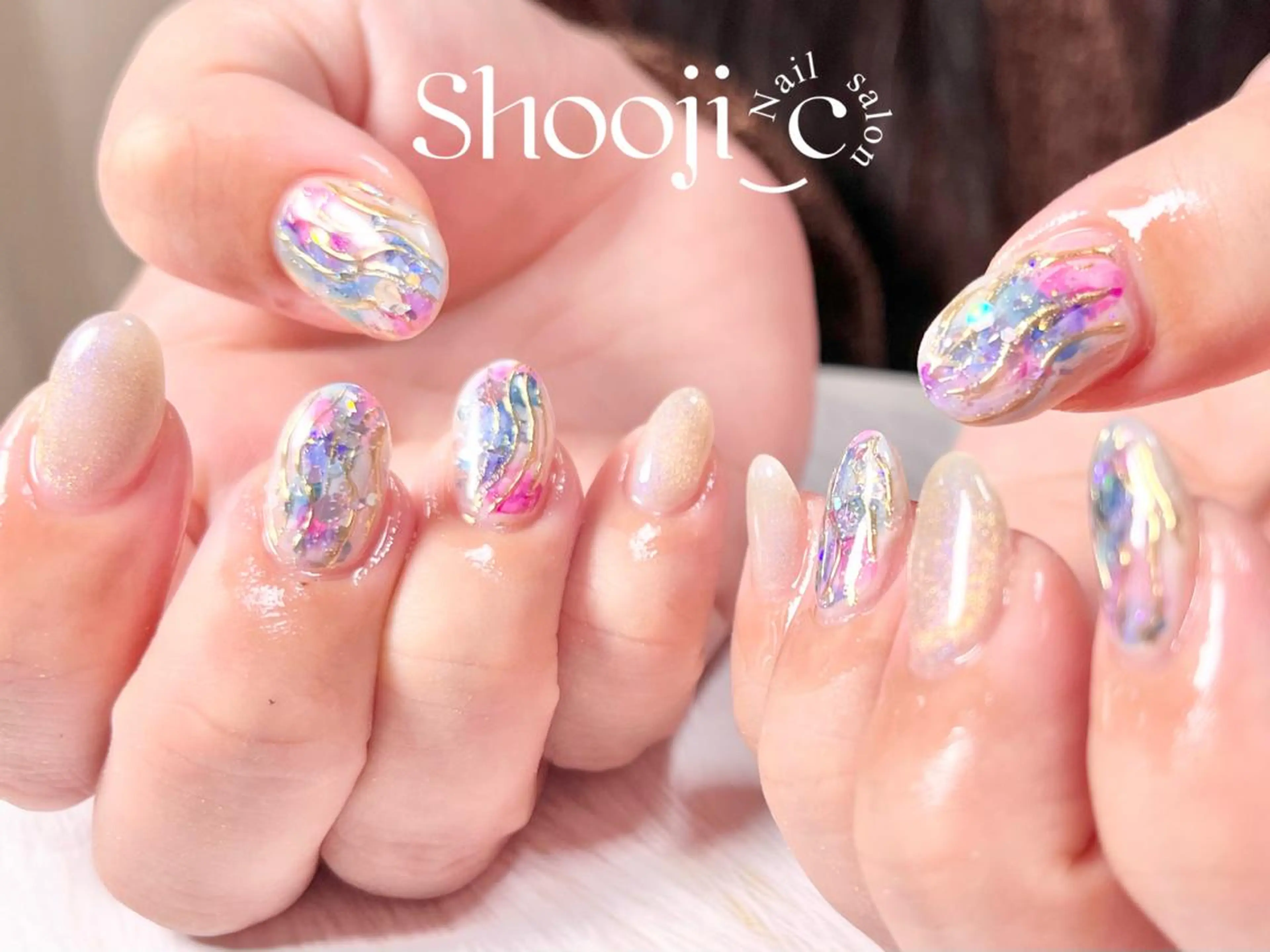 ネイル アートネイル 長さ出し ジェルネイル キラキラネイル マグネットネイル Shooji_c Nail salonのネイルデザイン