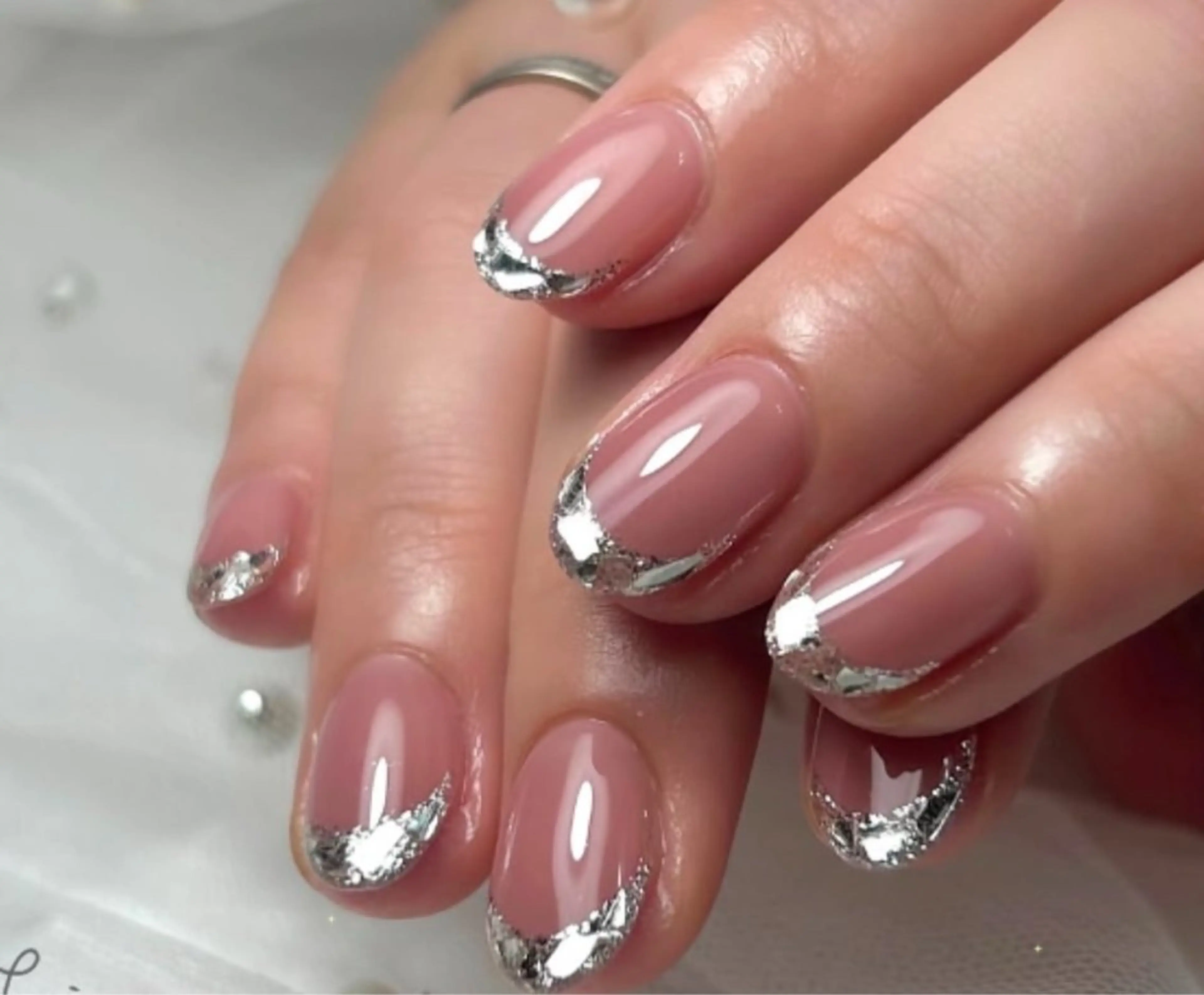 ネイル アートネイル オーロラネイル チークネイル フレンチネイル ガラスフレンチ ハンドネイル 🎀🎀YooLi Nail Salonのネイルデザイン