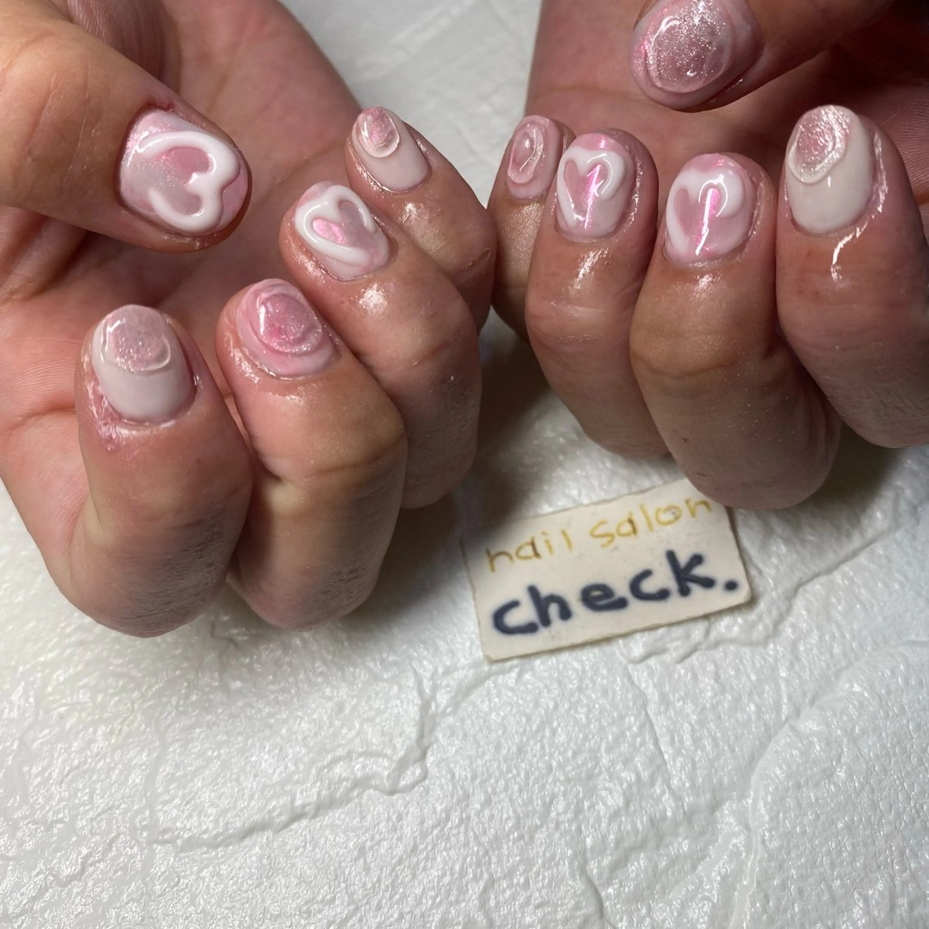 ネイル アートネイル ニュアンスネイル スカルプネイル 春ネイル 夏ネイル ハンドネイル ーCHECKー ちあきのネイルデザイン