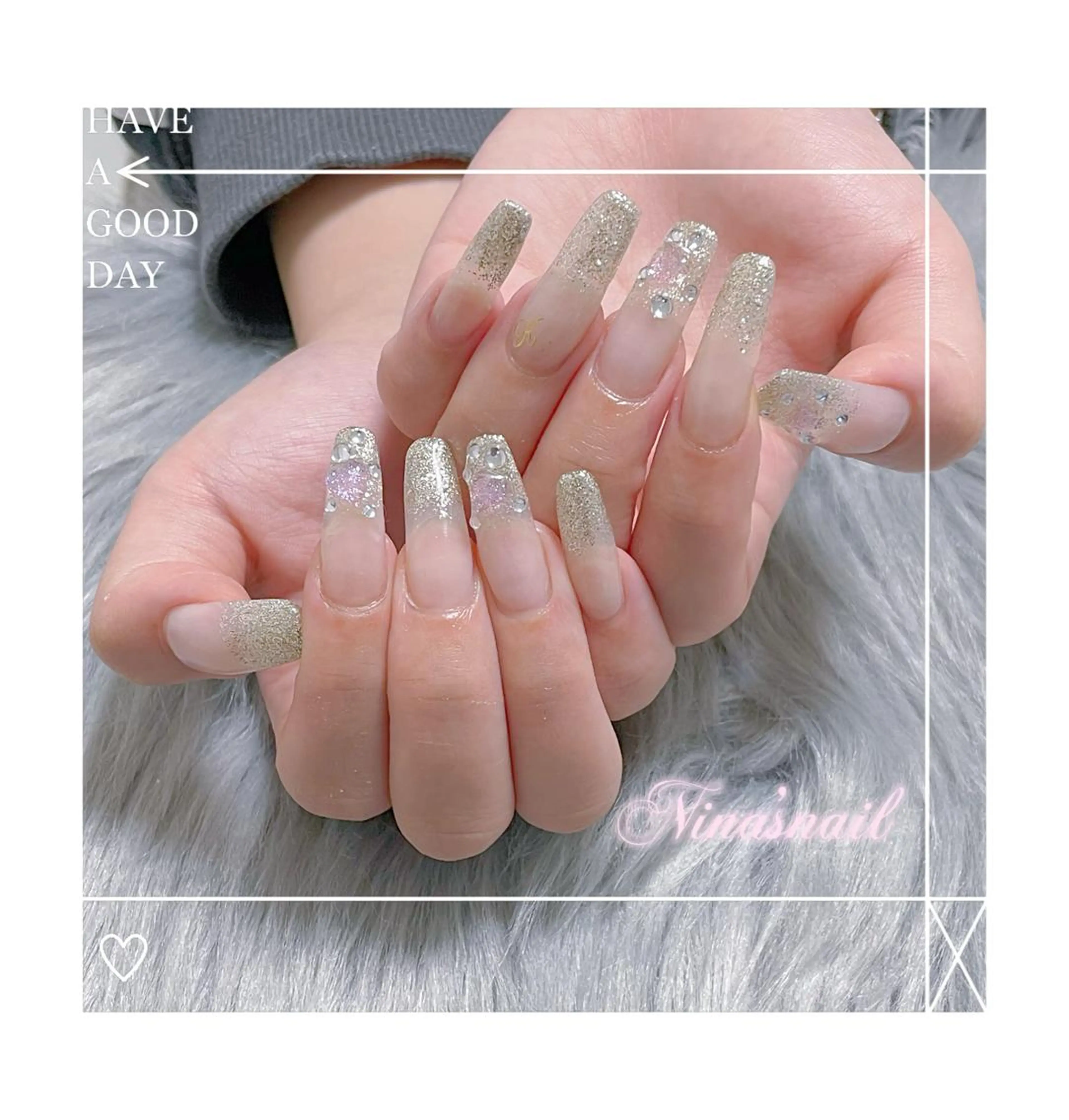 ネイル ラメ(グリッター) ラメグラデーション スカルプネイル シンプルネイル Nina's nailのネイルデザイン
