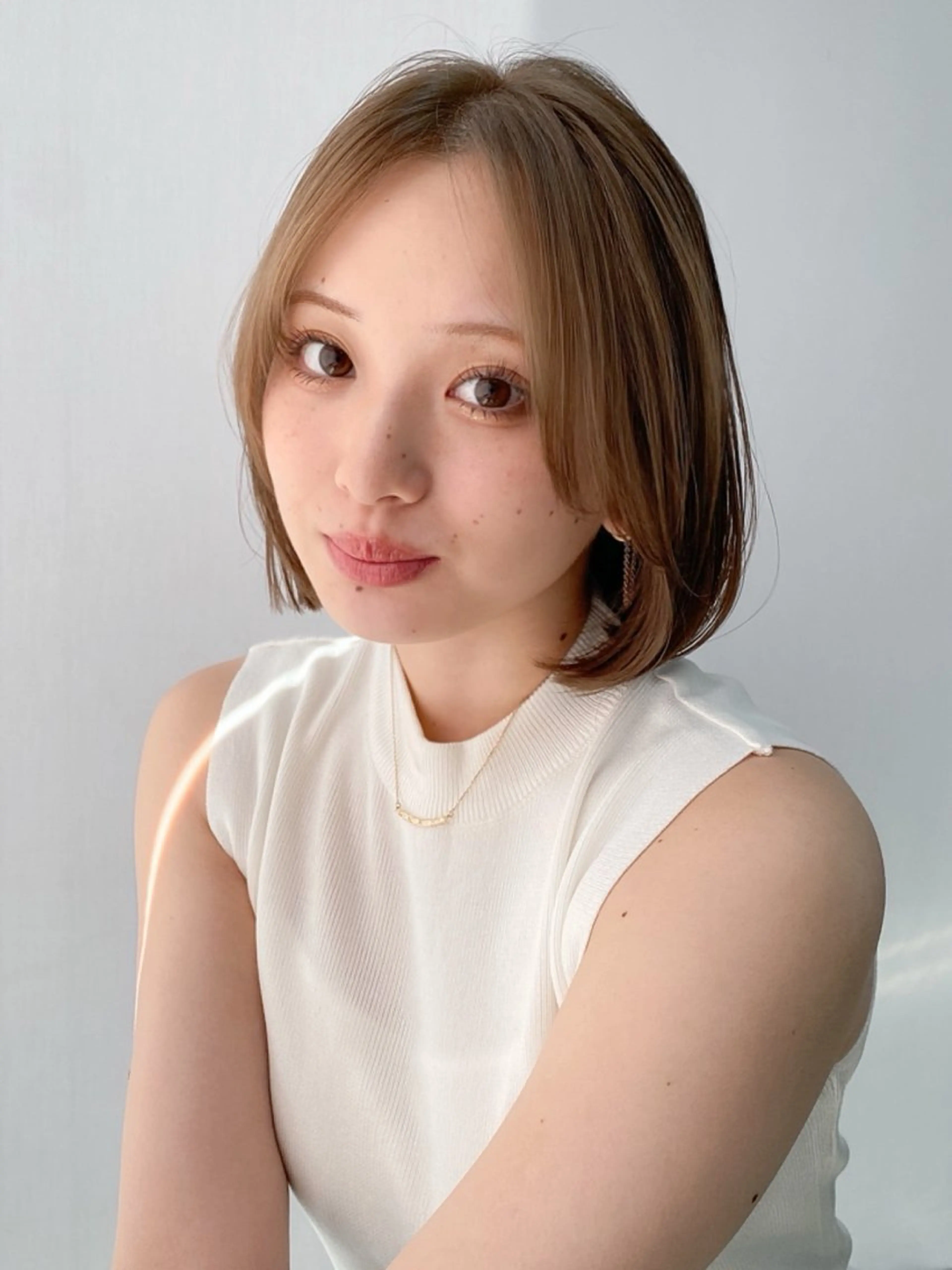 ミディアム カラー ボブ カット ヘアカラー トリートメント レイヤー×髪質改善✨ 渋谷/佐藤侑哉のヘアスタイル