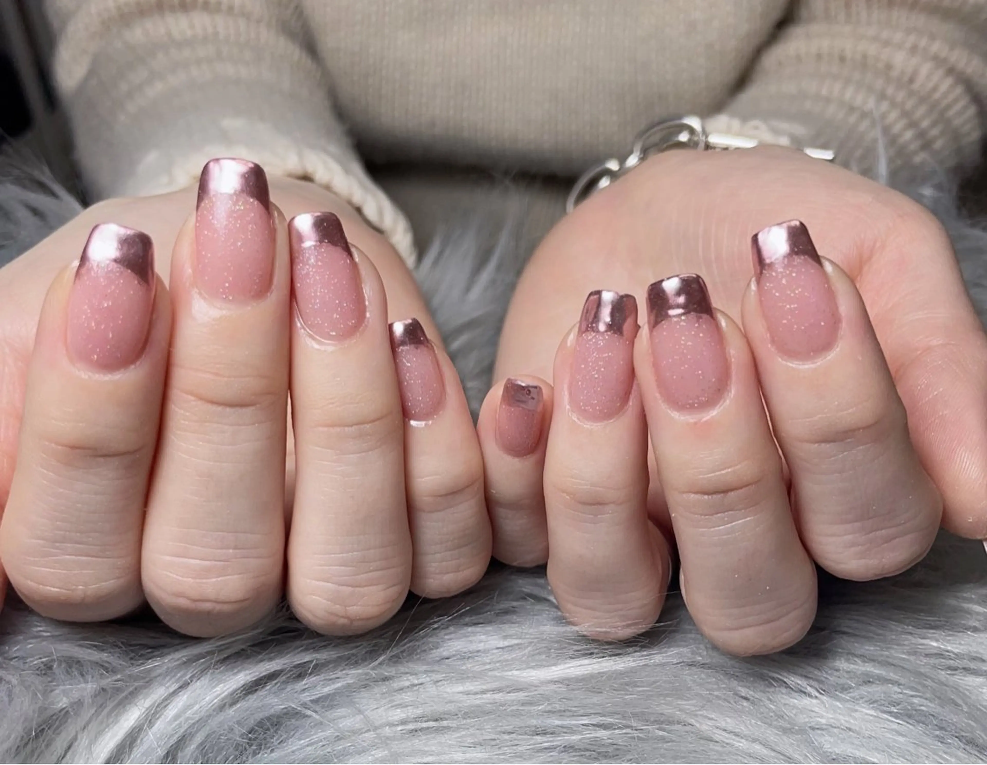 ネイル フレンチネイル ジェルネイル ミラーネイル オフィスネイル パラジェル BLANC.nail yuuのネイルデザイン