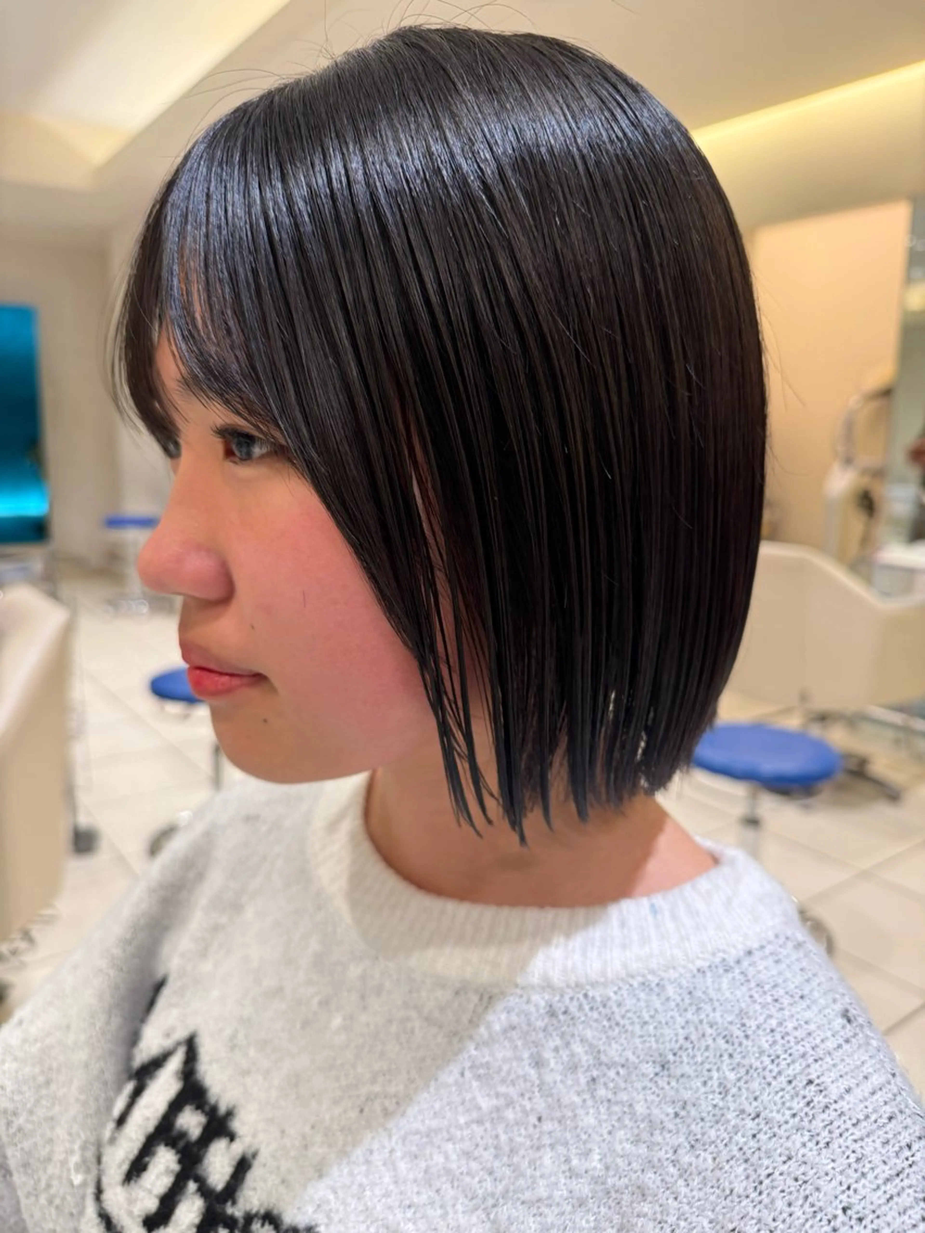 ミディアム カット ヘアカラー 松下仁美 /切りっぱなしボブのヘアスタイル