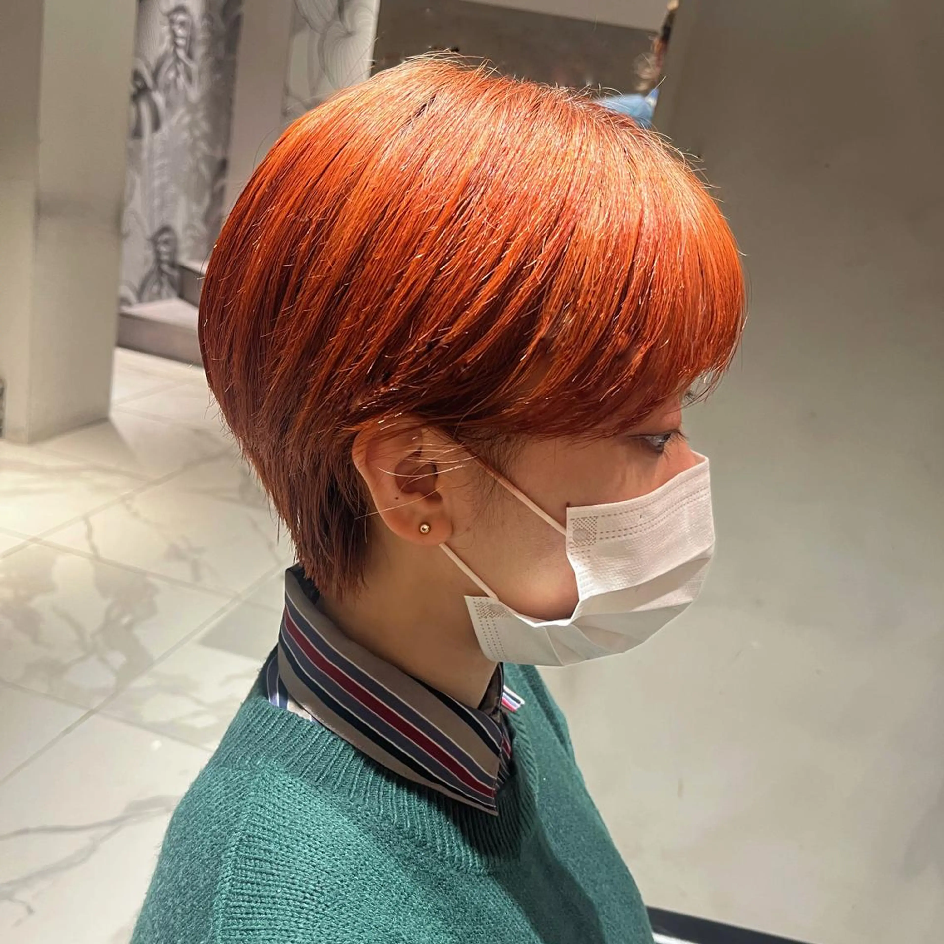 ショート カラー ハンサムショート ダブルカラー オレンジ ショートヘア カット ヘアカラー トリートメント ヘッドスパ ヘアセット カジュアルを女っぽく 𝗮𝘆𝗮𝗰𝗼のヘアスタイル