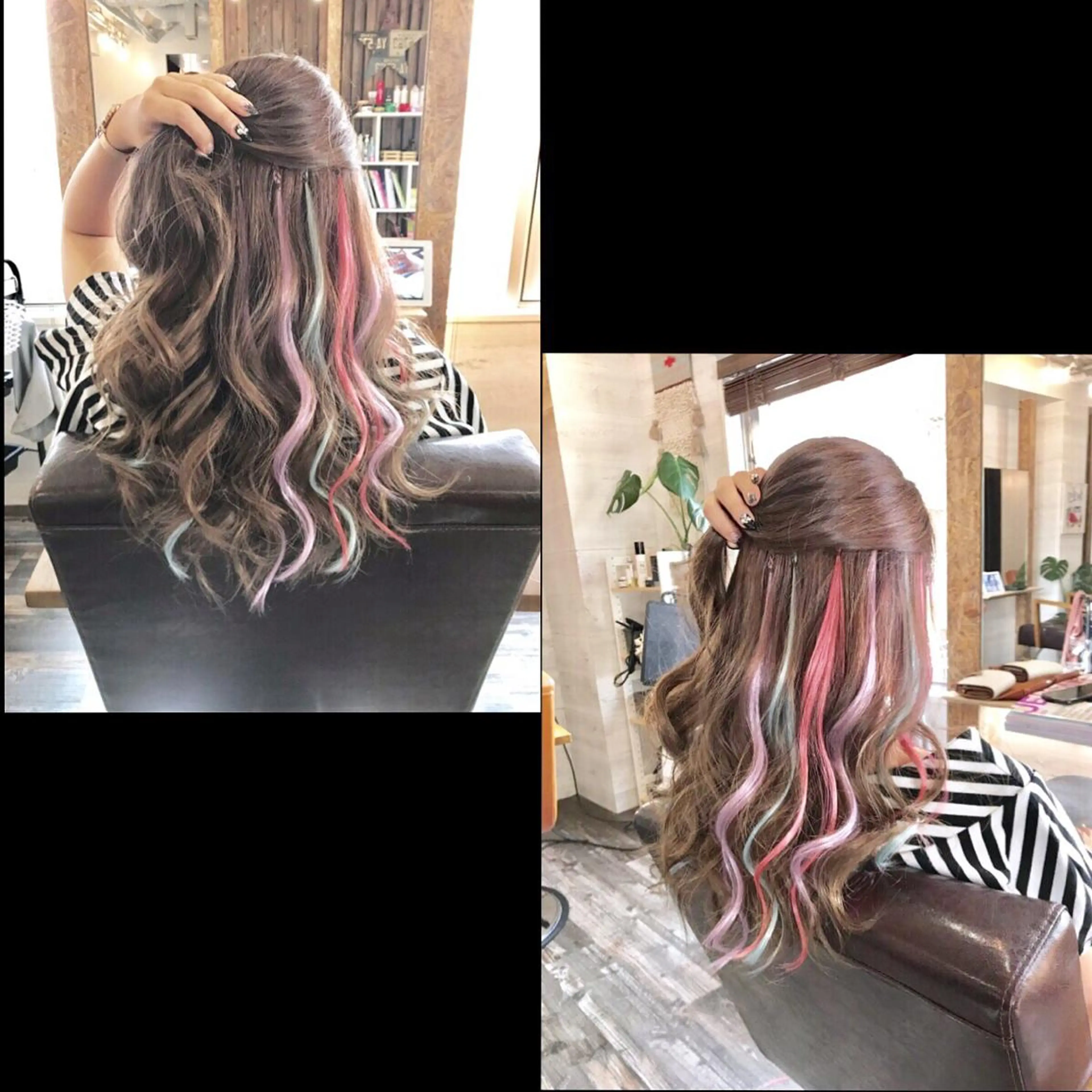 セミロング エクステ ✯カラー&編み込み エクステ✯池田智博✯のヘアスタイル