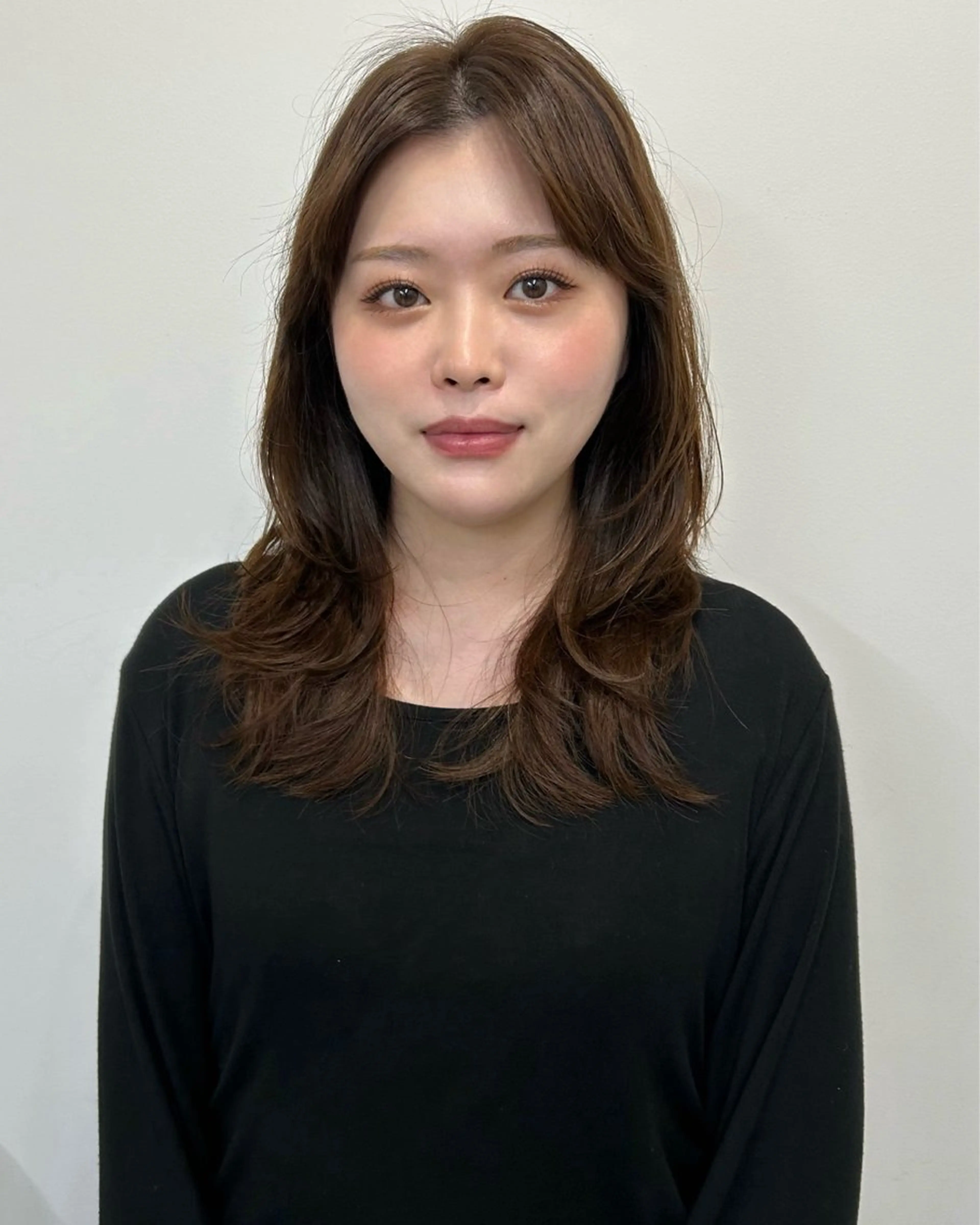 ミディアム カラー ボブ 顔まわりレイヤー 韓国風ヘア レイヤーカット 似合わせカット 梅田l大人韓国ヘア レイヤー×艶カラーのヘアスタイル