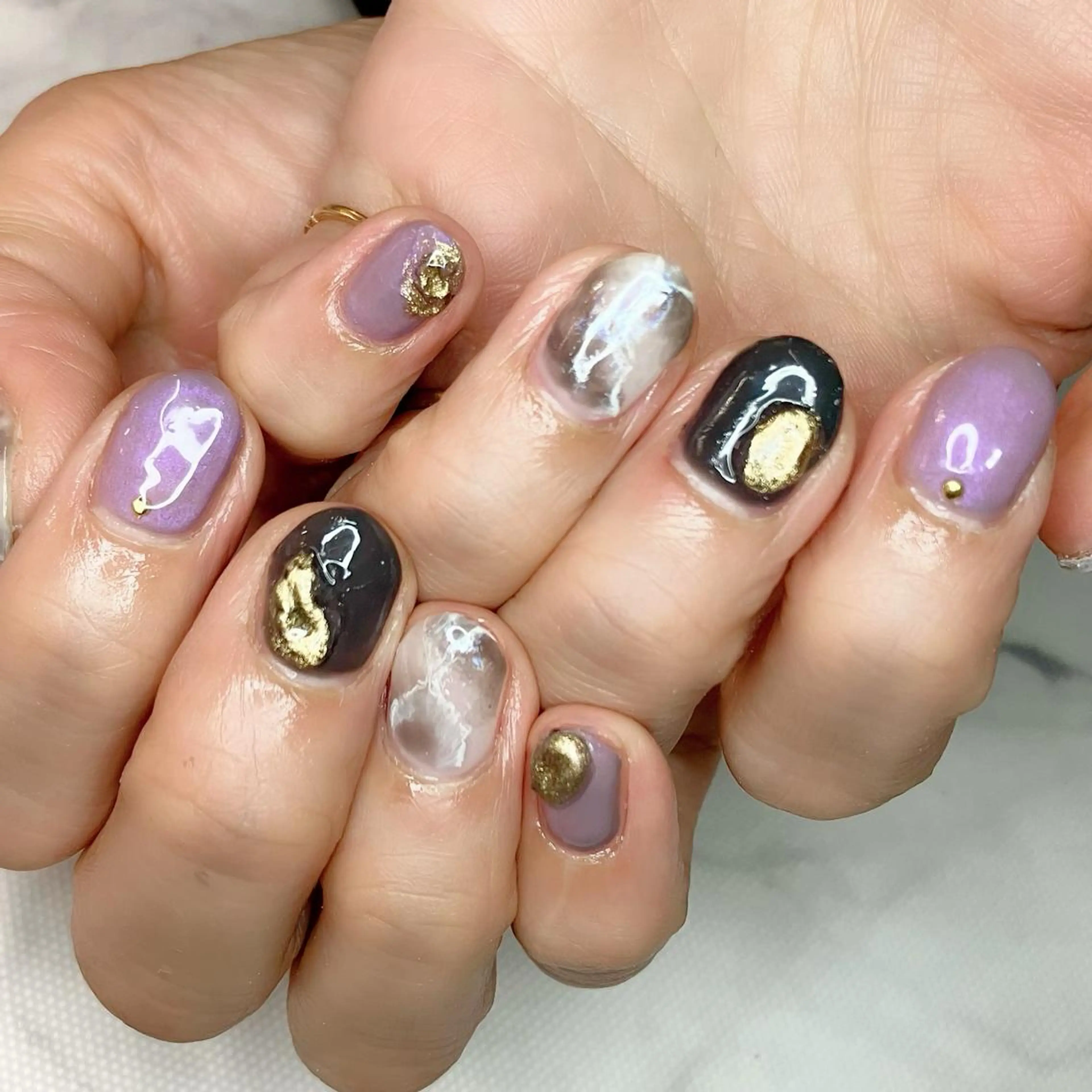 ネイル 大理石ネイル(マーブル) ニュアンスネイル nail salon mのネイルデザイン