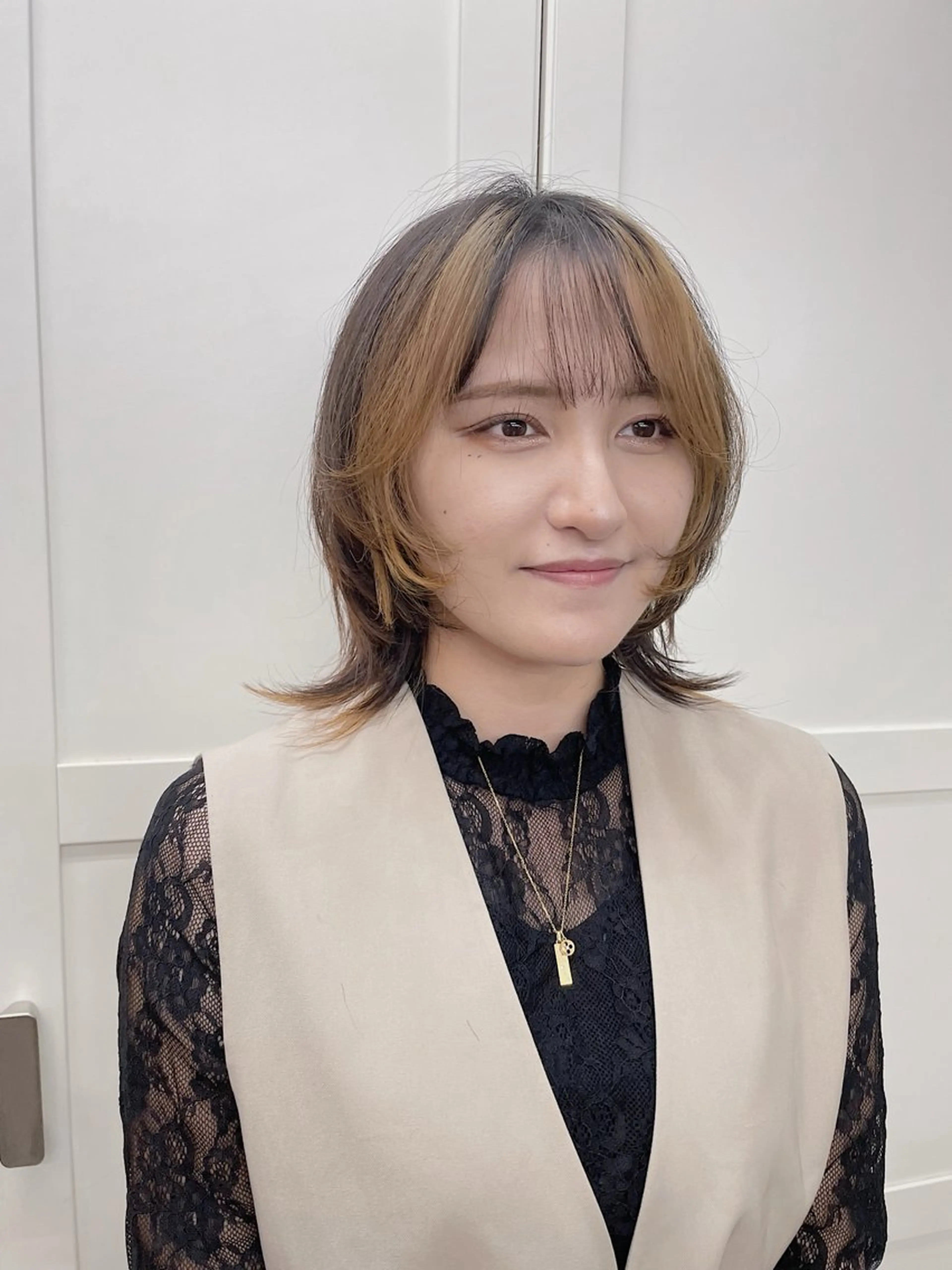 ミディアム カラー ハットリ /北習志野のヘアスタイル