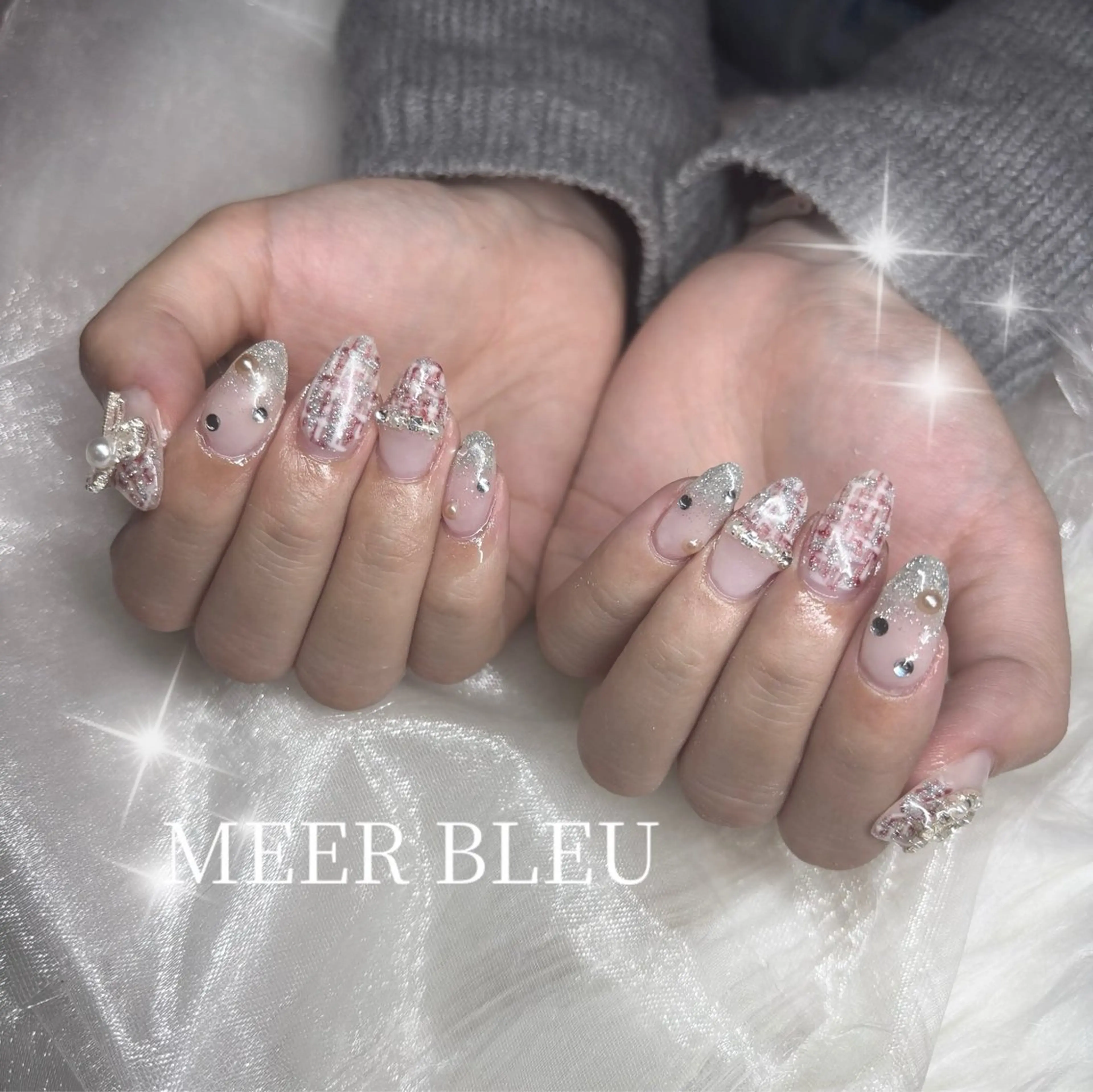 ネイル ツイードネイル MEER BLEU Risaのネイルデザイン