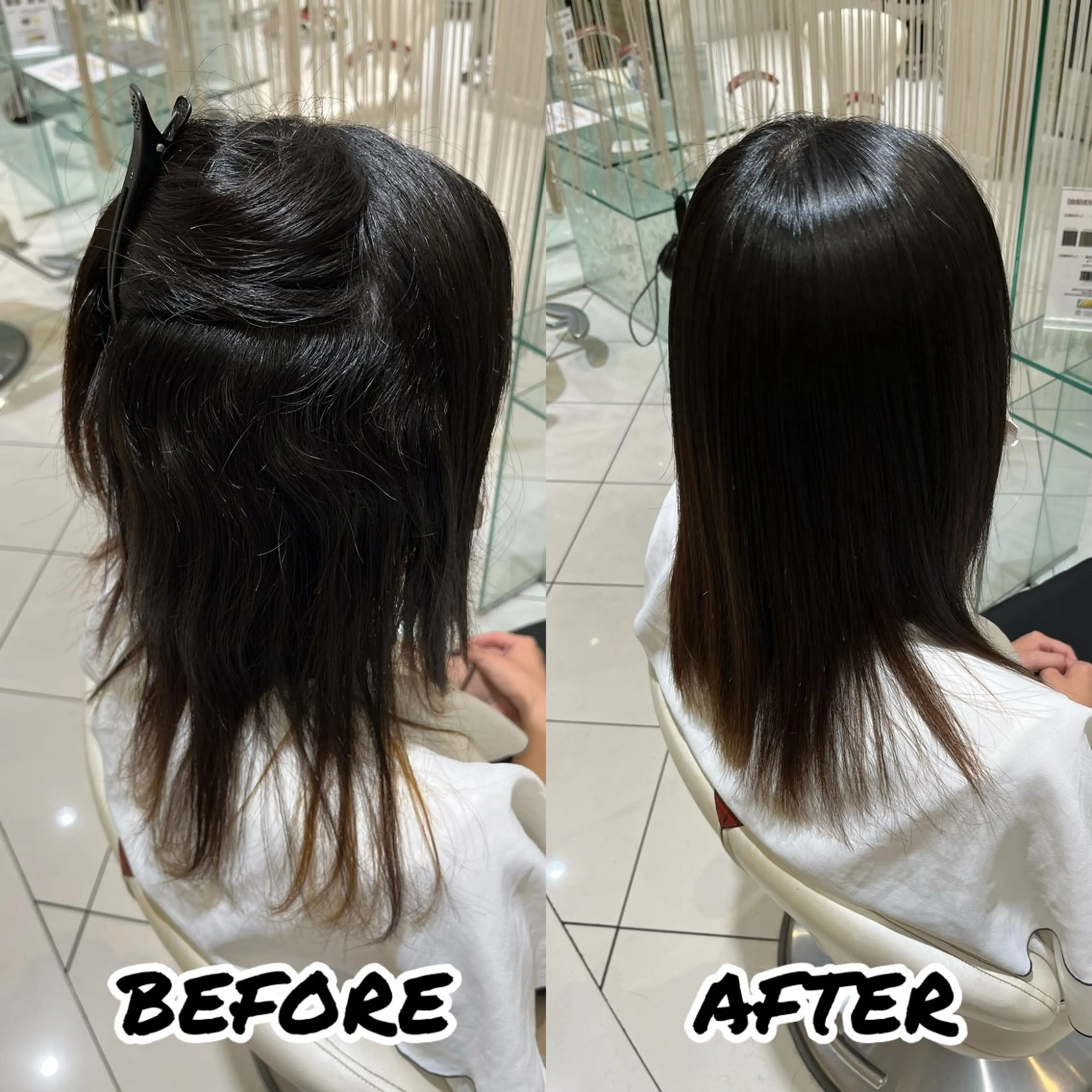 セミロング カット 縮毛矯正 トリートメント 髪質改善美容師 鈴木のヘアスタイル