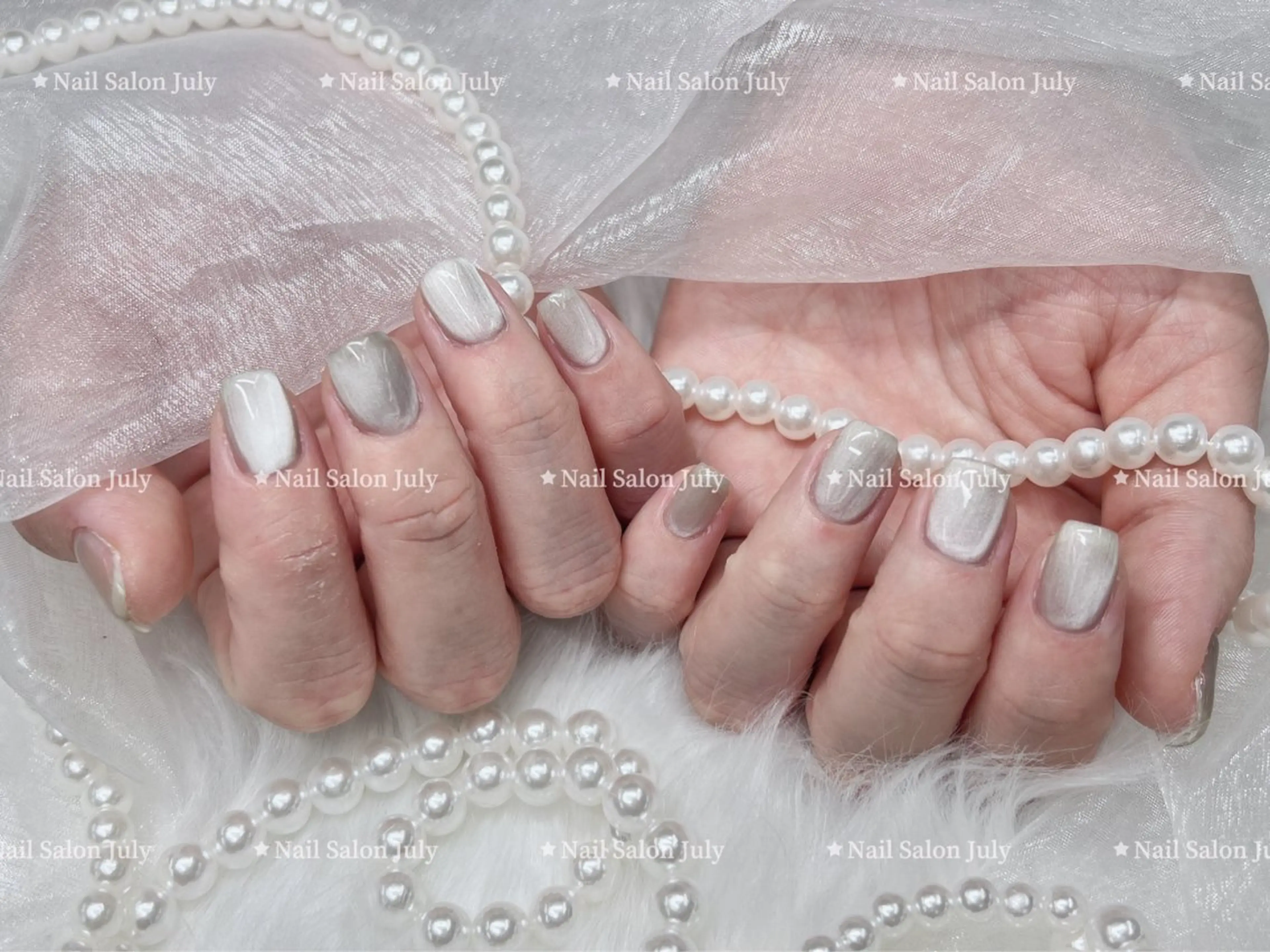 ネイル アートネイル オーロラネイル ジェルネイル ガーリー キラキラネイル July モモのネイルデザイン