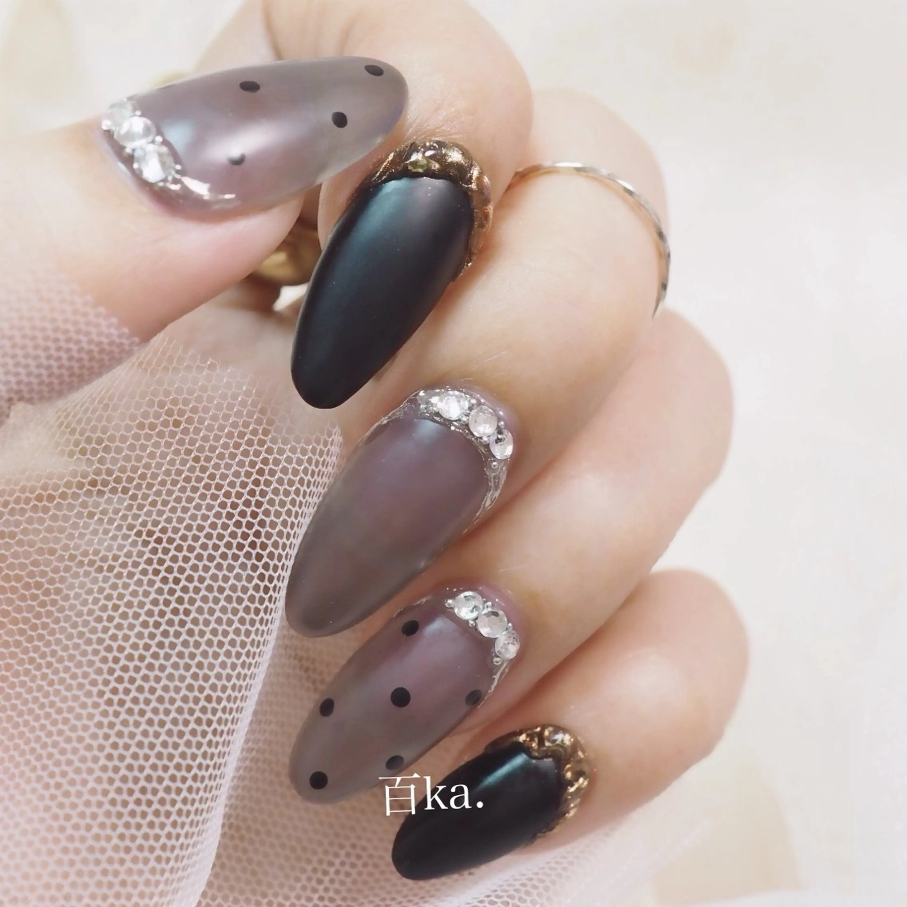 ネイル クリアネイル ドット マットネイル スカルプネイル and Lilyのネイルデザイン