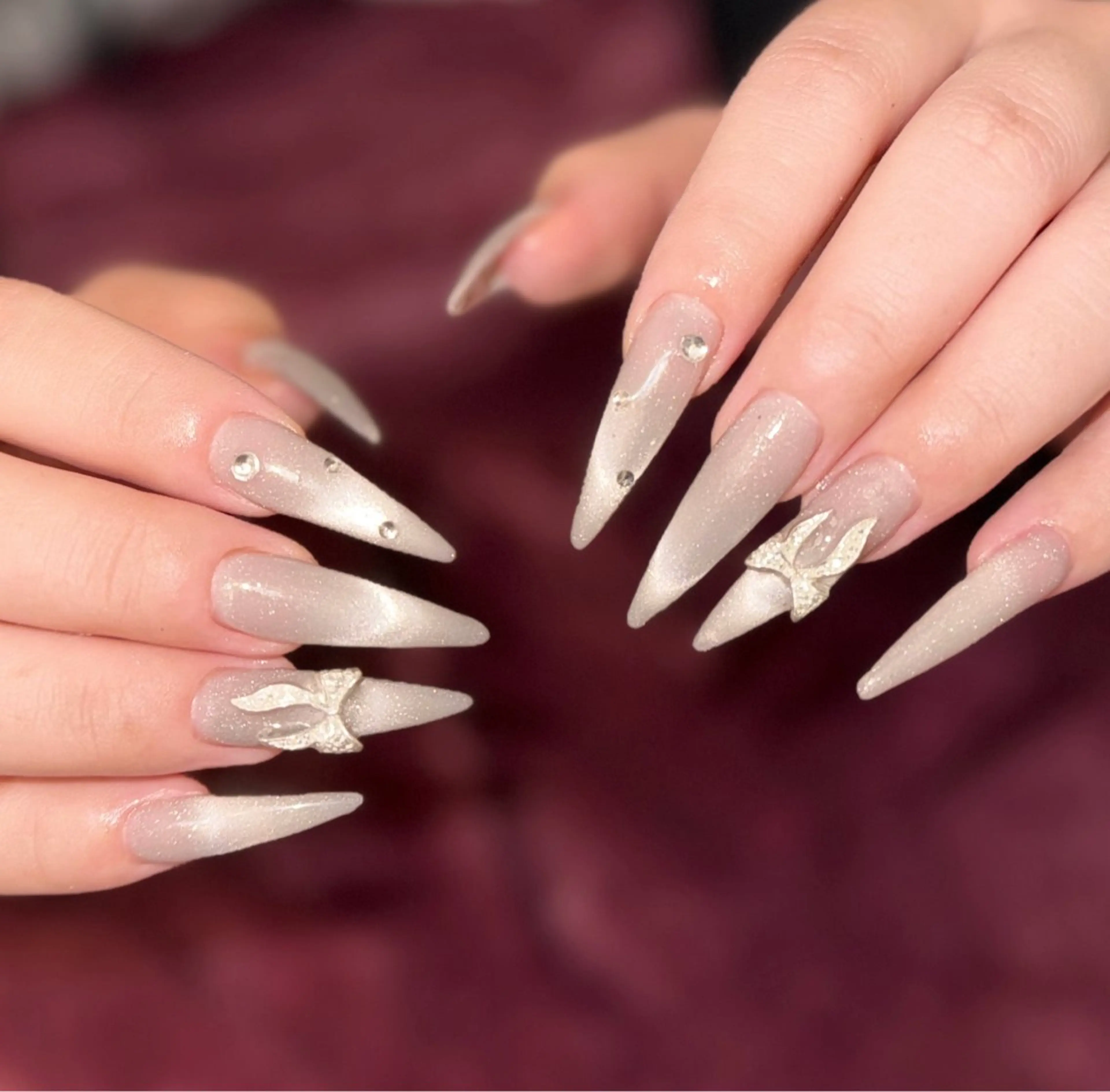 ネイル 長さ出し ジェルネイル マグネットネイル メンズネイル リボン ハンドネイル MIMnail メンズネイリストのネイルデザイン