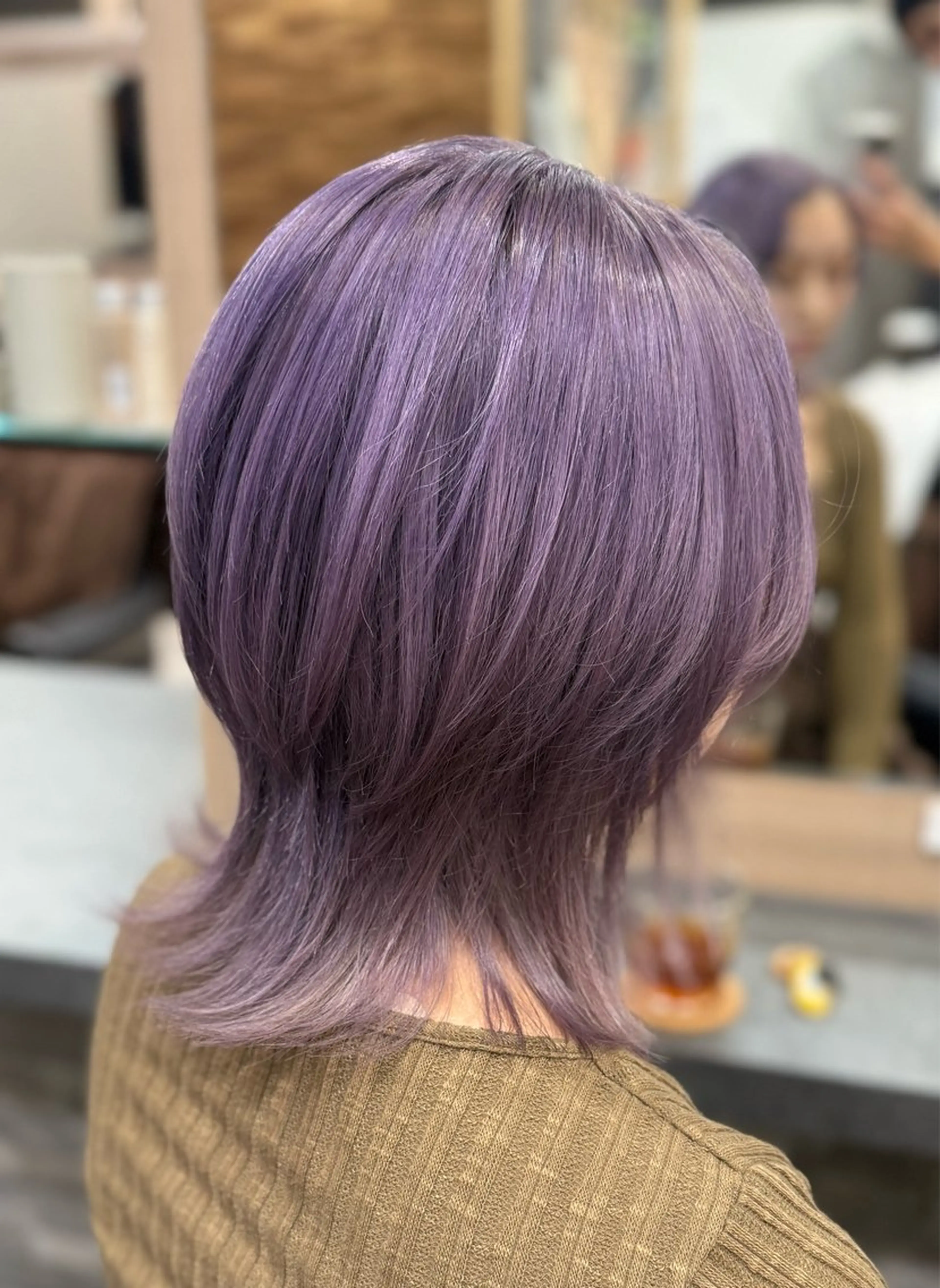 ミディアム カット ヘアカラー ハイトーン/エクステ 横浜/RIEのヘアスタイル