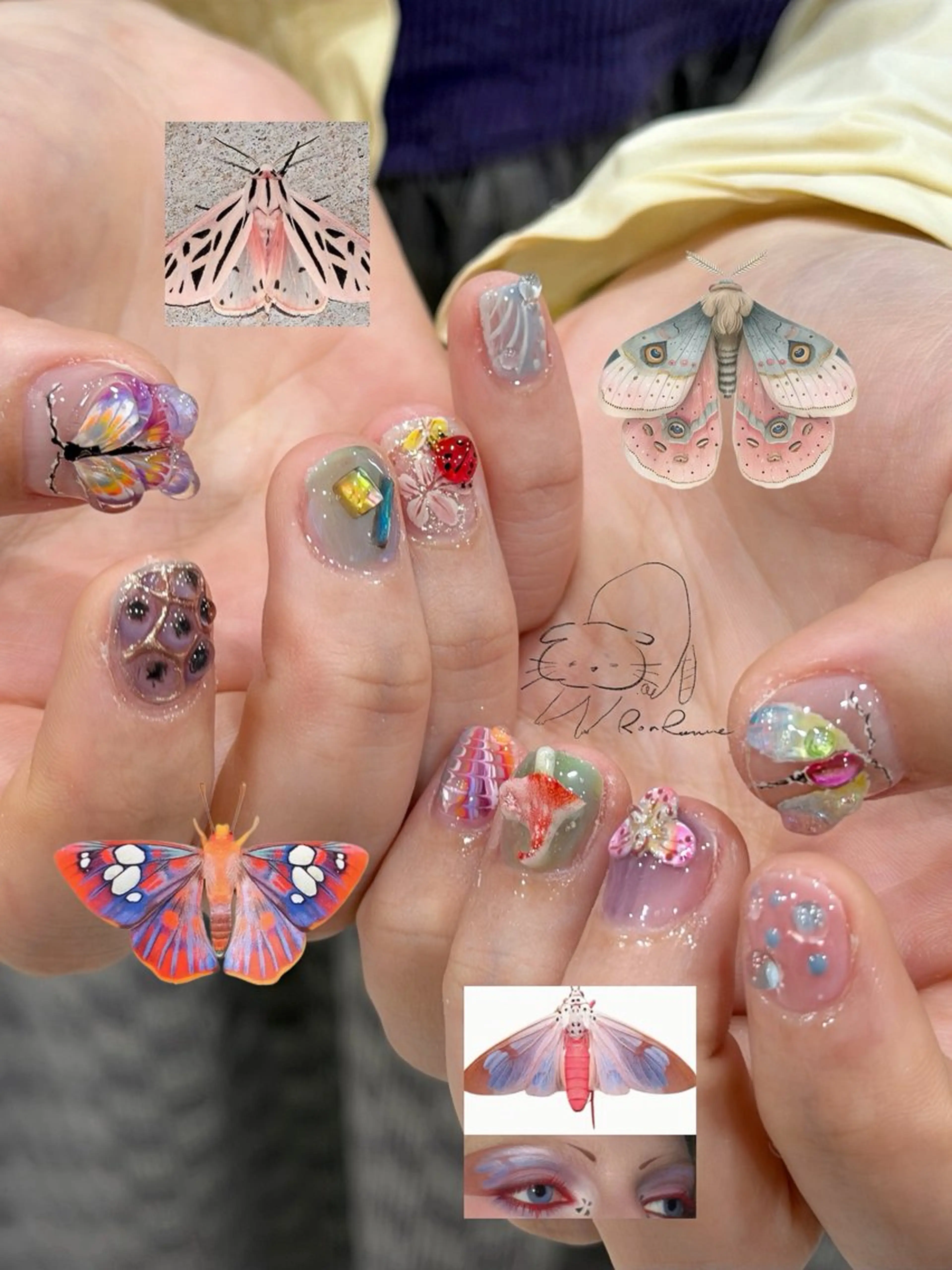 ネイル オーロラネイル 長さ出し フレンチネイル ジェルネイル ミラーネイル ハンドネイル ronronne .のネイルデザイン