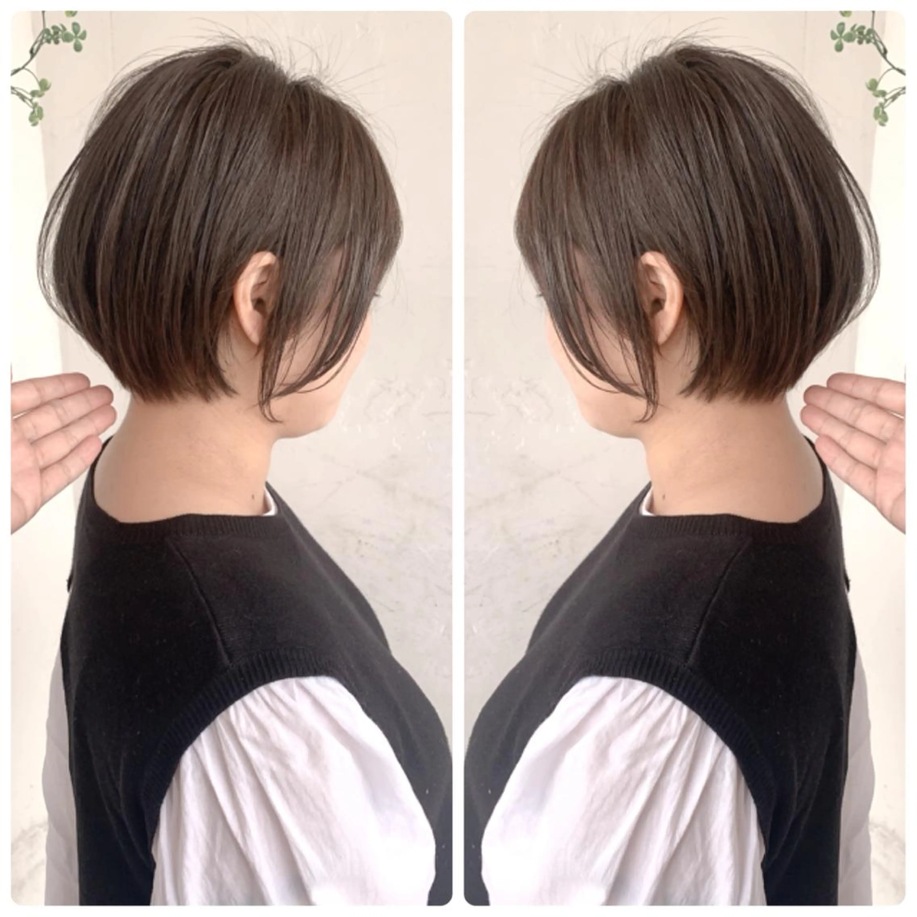 ショート カラー ショートボブ ハンサムショート 丸みショート デザインカラー ハイライトカラー カット ヘアカラー トリートメント 京都大人女性ショート 徒歩1分/秋山のヘアスタイル