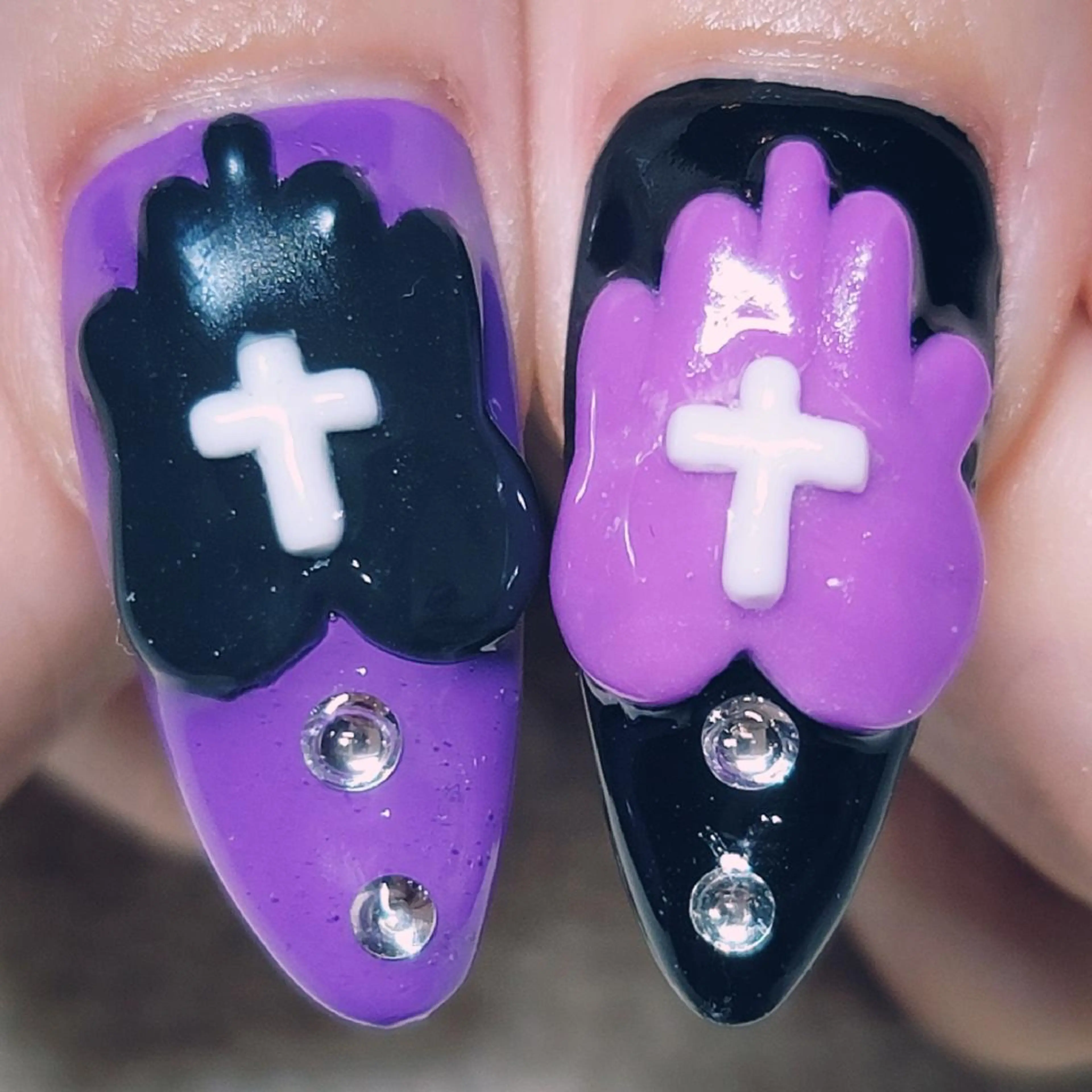 ネイル ハート パープル ハンドネイル よしだ ひろきのネイルデザイン