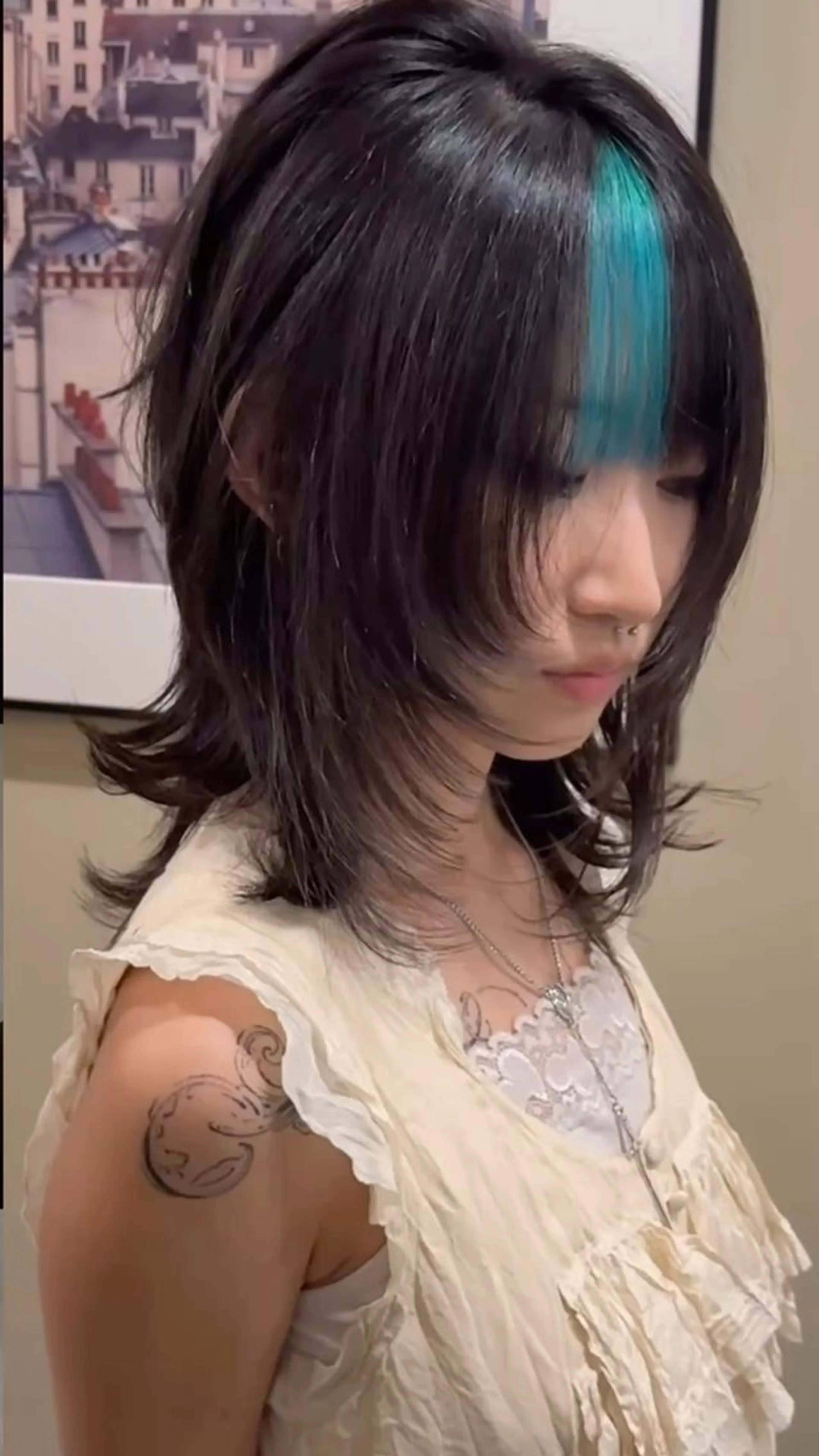 セミロング カラー 栄/ミルクティー/ ベージュ/リホナ🧸のヘアスタイル