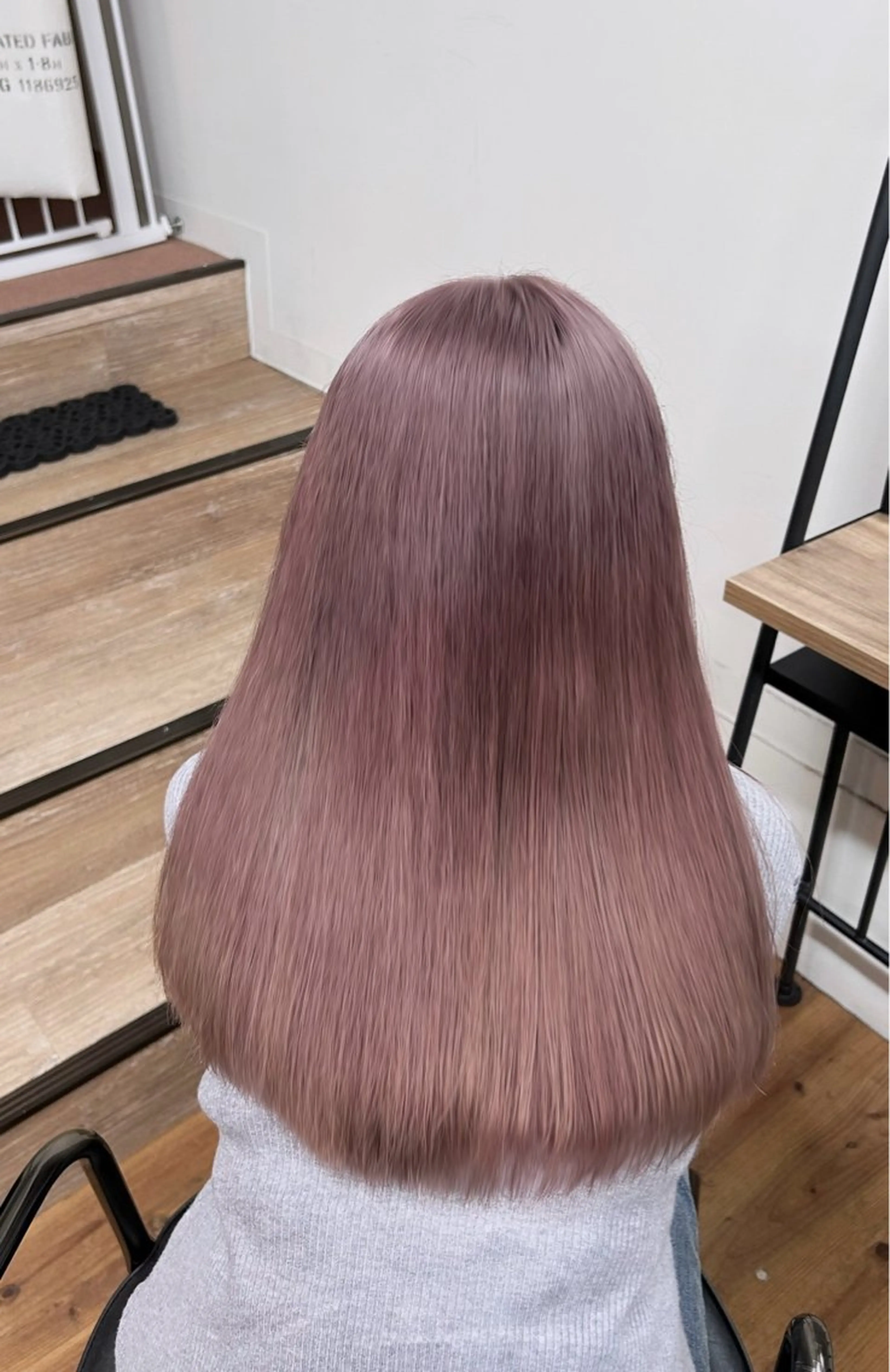 ロング カラー ブリーチ グレージュ ピンクカラー 縮毛矯正 ヘアカラー IO【イオ】ブリーチ／ダブルカラー/髪質改善/ケアブリーチ/ハイトーン／長野市／長野駅所属・木藤 優杏のヘアスタイル