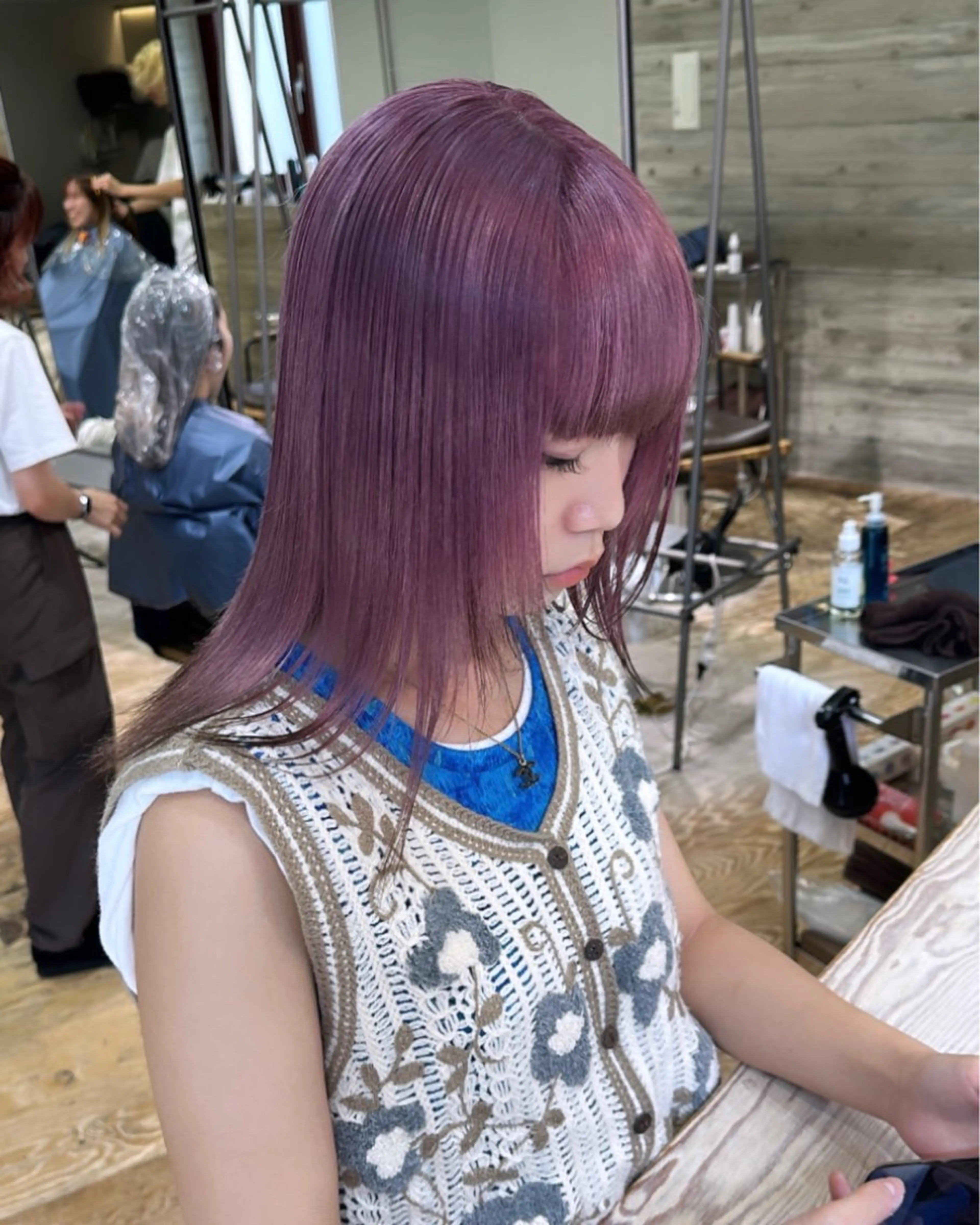 ミディアム カラー ヘアアレンジ ササキカズマ〻透明感 〻色落ち〻赤み消しのヘアスタイル
