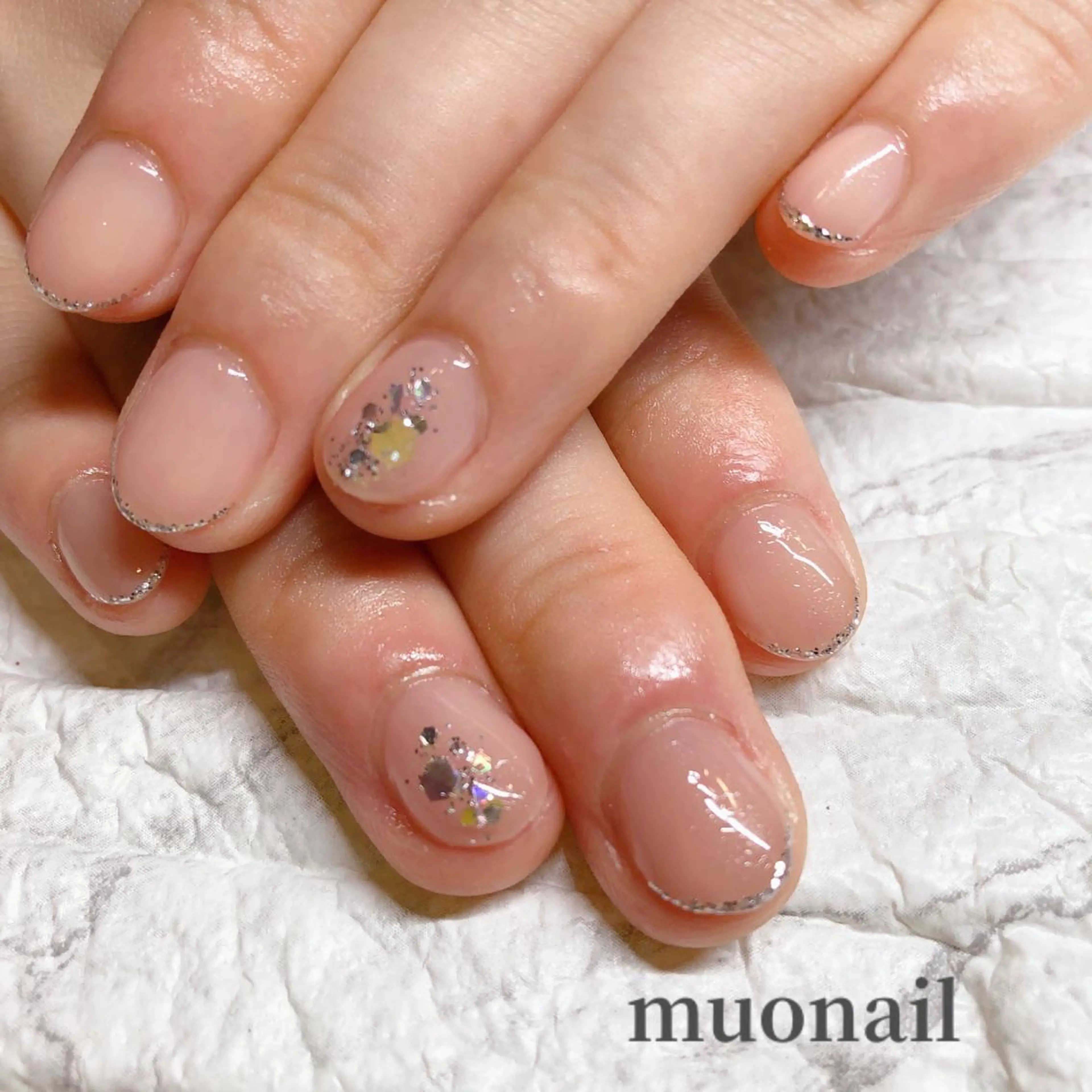 ネイル ラメ(グリッター) オフィスネイル シンプルネイル 中川 ほののネイルデザイン