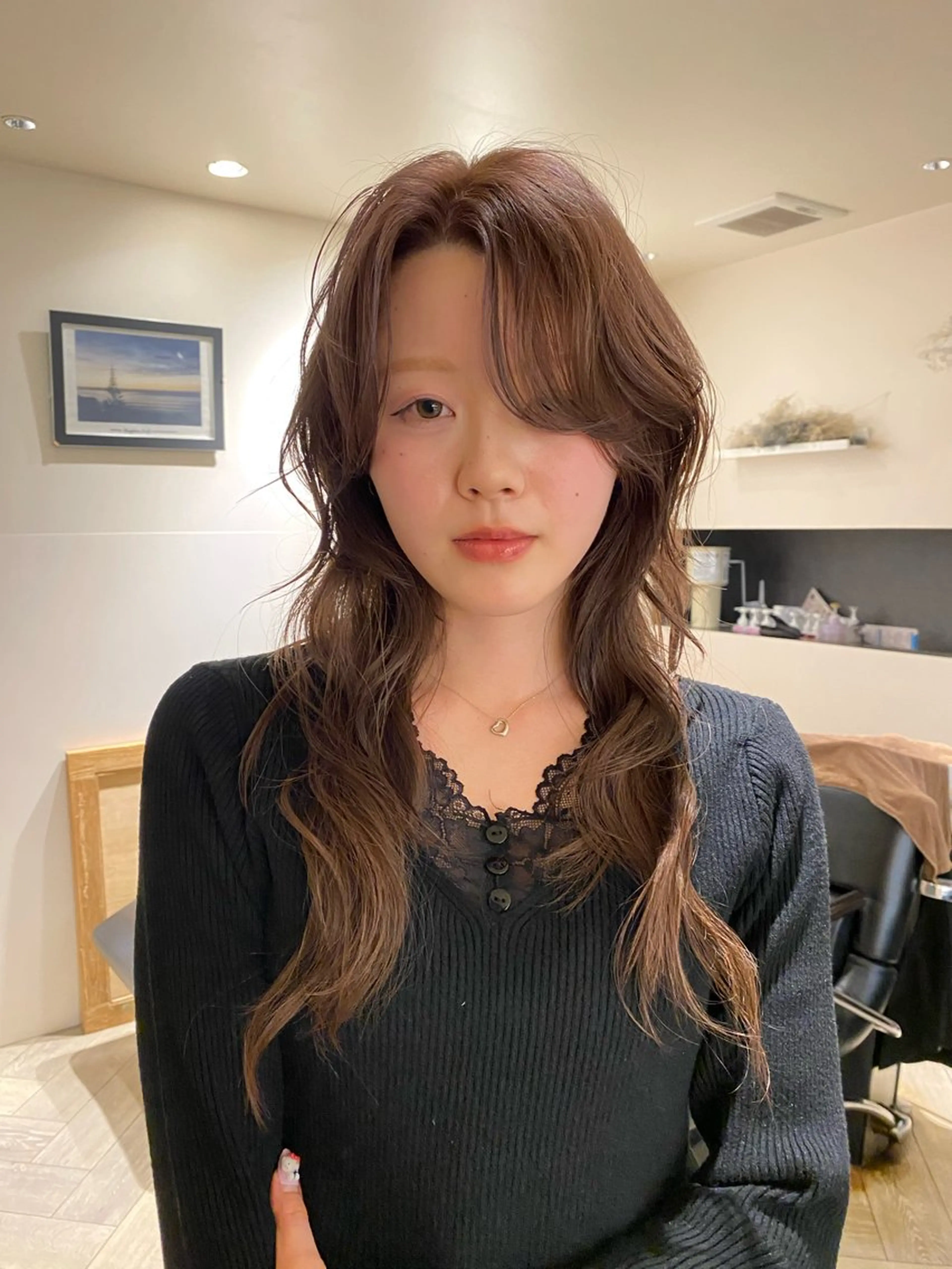 ロング カラー カット ヘアカラー ナチュラルヘア🫧 ナナミのヘアスタイル