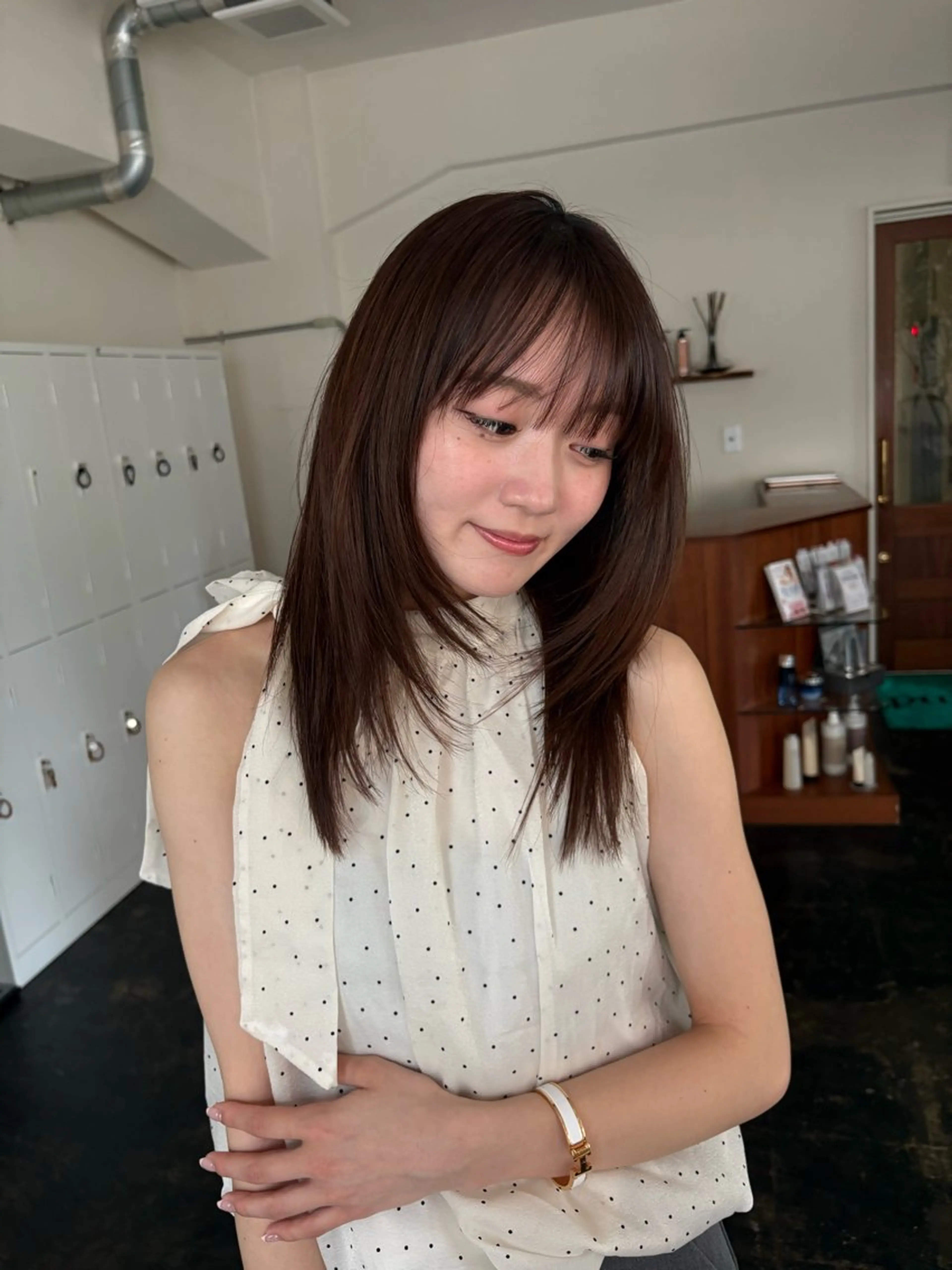 ミディアム カット トリートメント 透明感カラー/顔周り カット/ののか💞のヘアスタイル