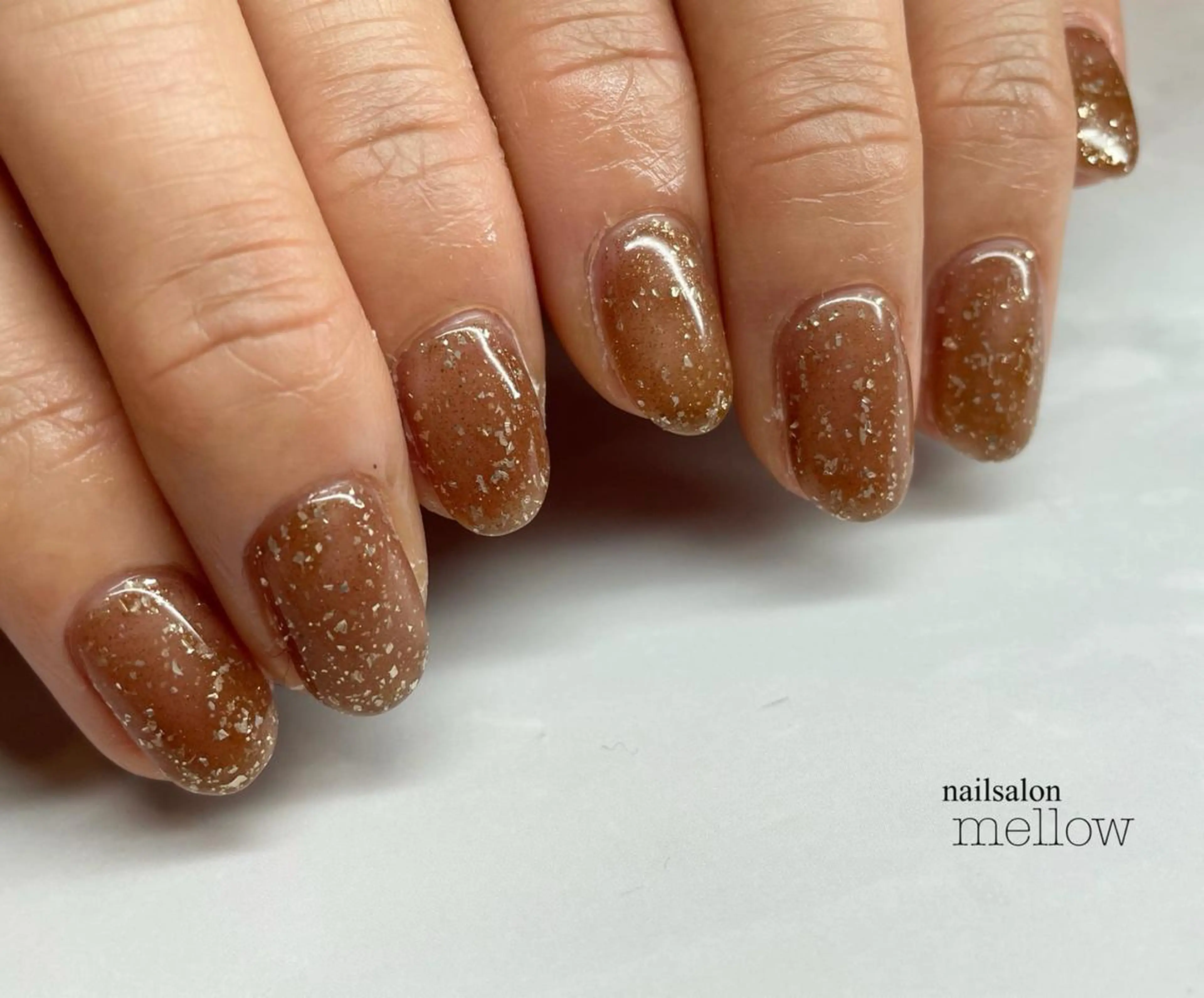 ネイル ブラウン ラメ(グリッター) 大山 浩美のネイルデザイン