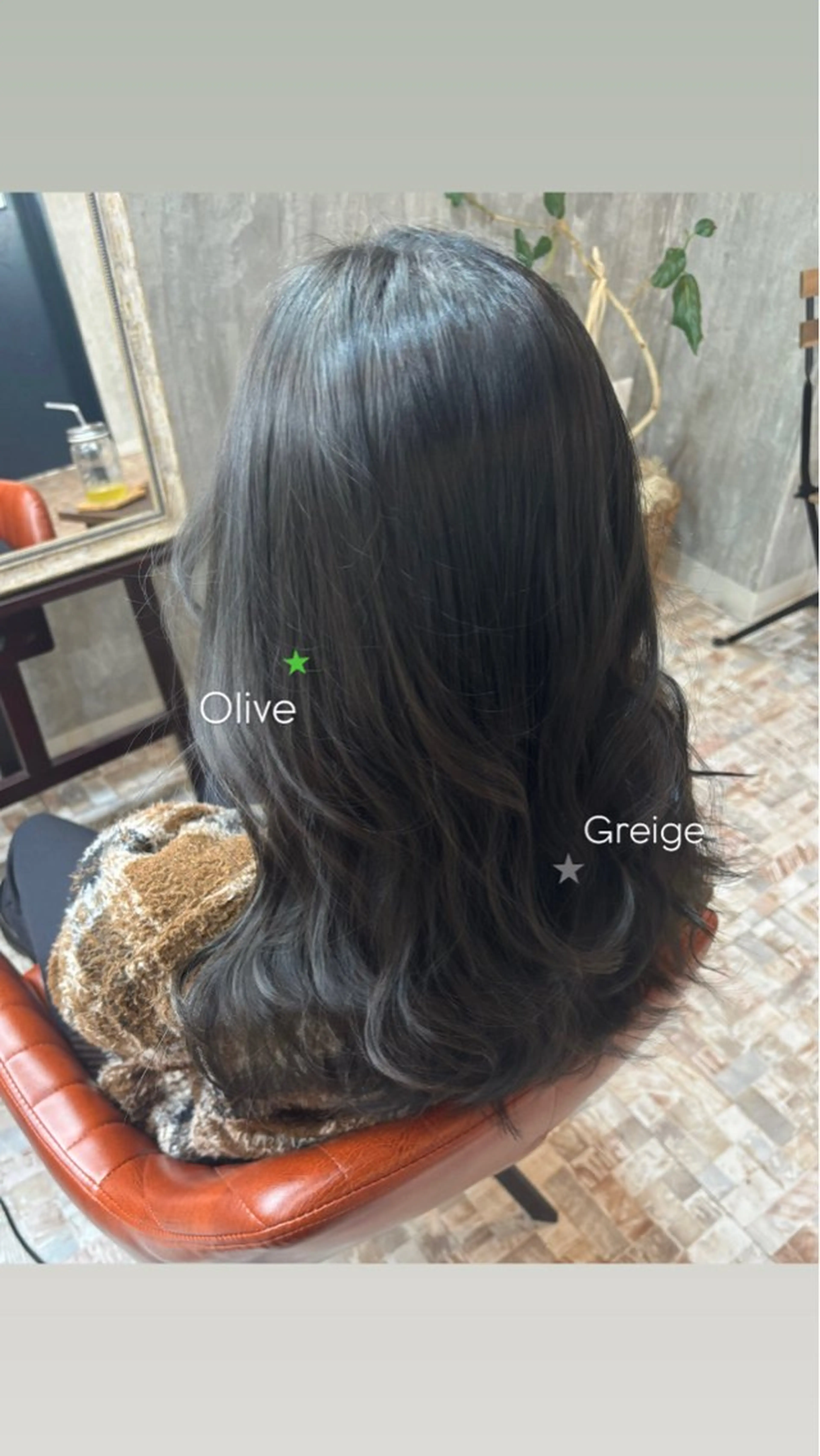 ミディアム カラー グレージュ オリーブグレージュ オリーブグレー botan🪷☆*。 レ ナのヘアスタイル