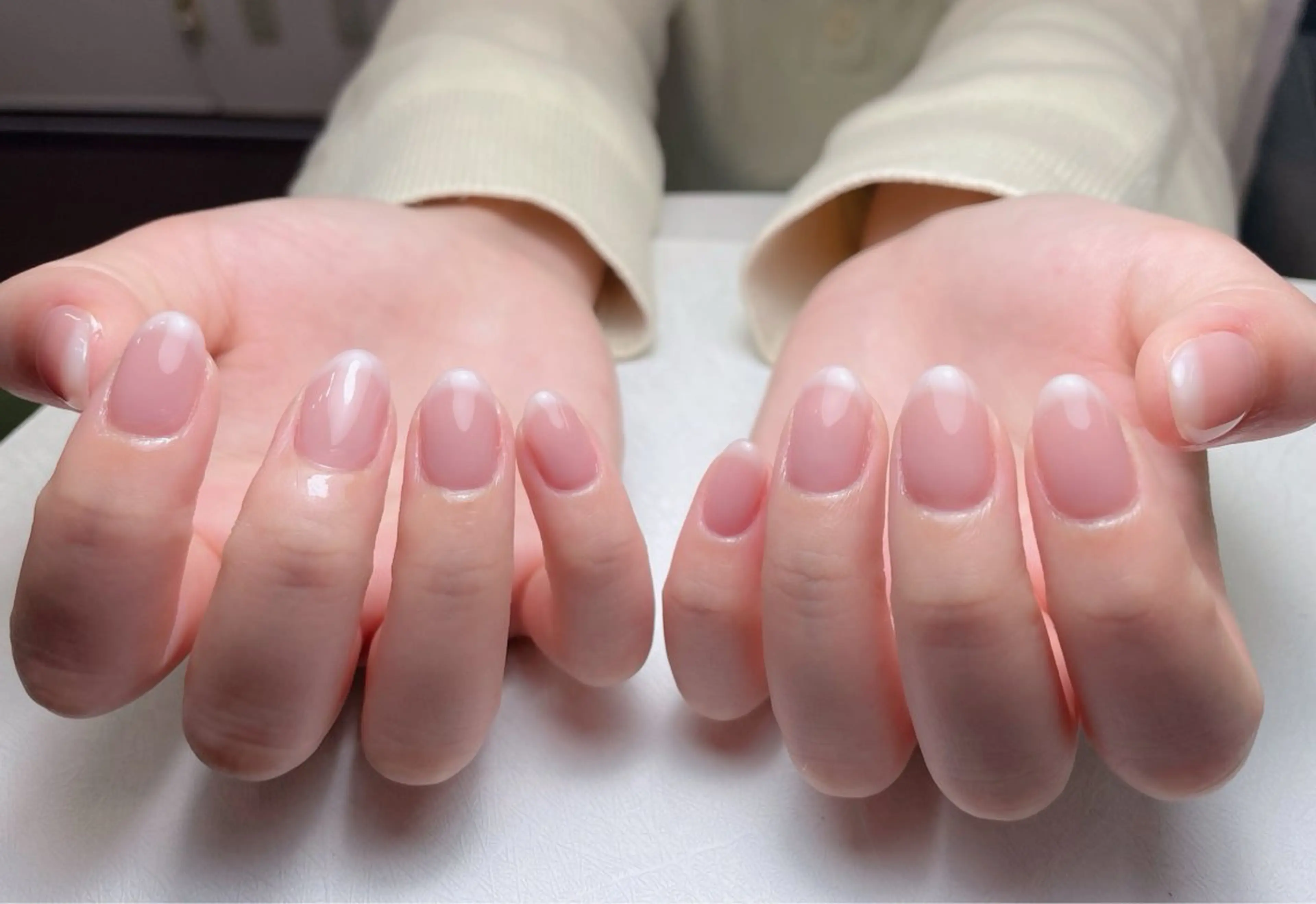 ネイル 長さ出し フットネイル フレンチネイル ジェルネイル ガラスフレンチ 中野駅から2分 MEO NAILのネイルデザイン