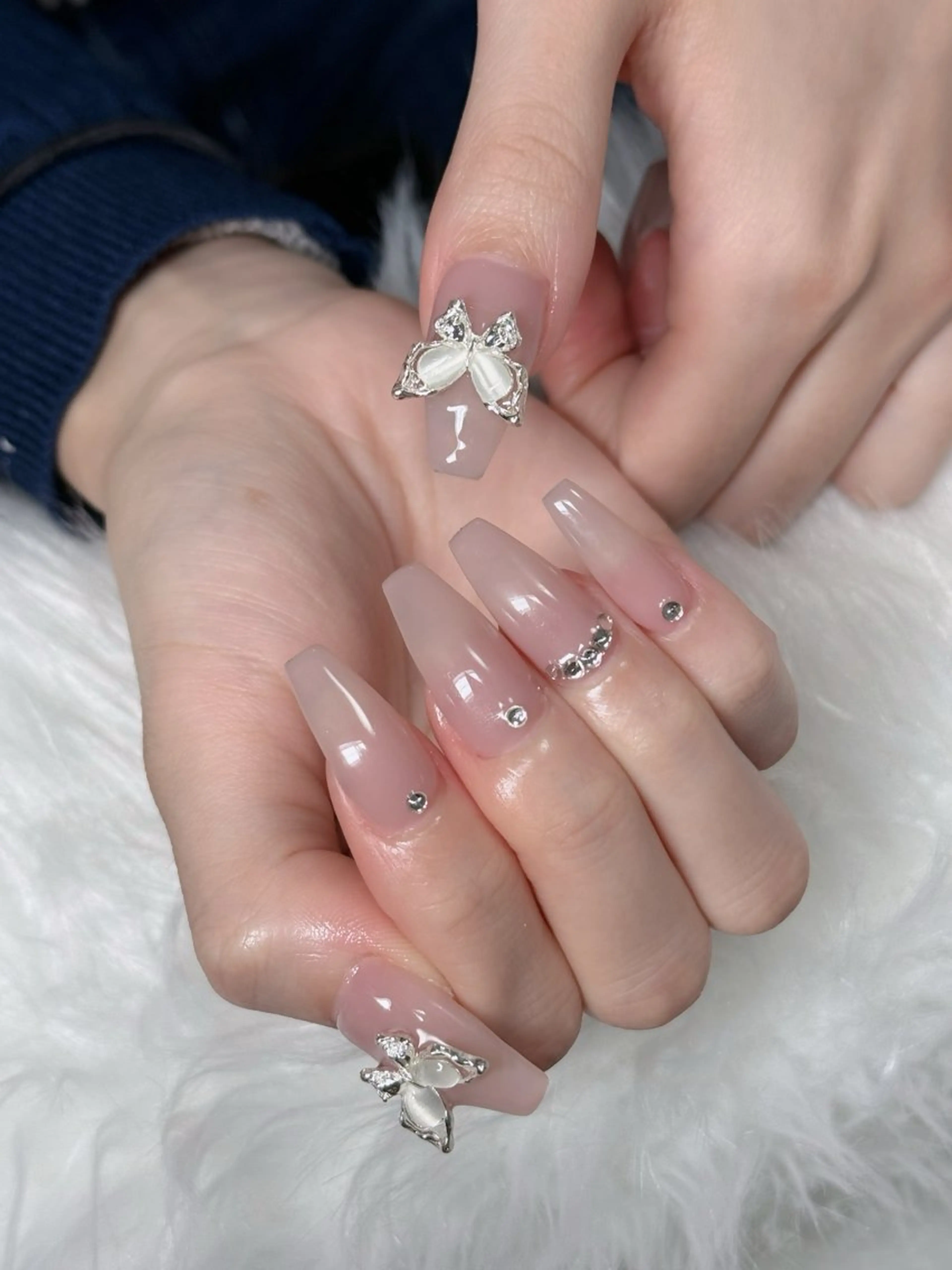 ネイル フレンチネイル ジェルネイル ガラスフレンチ ハロウィン ハート H.baby Nail Salonのネイルデザイン