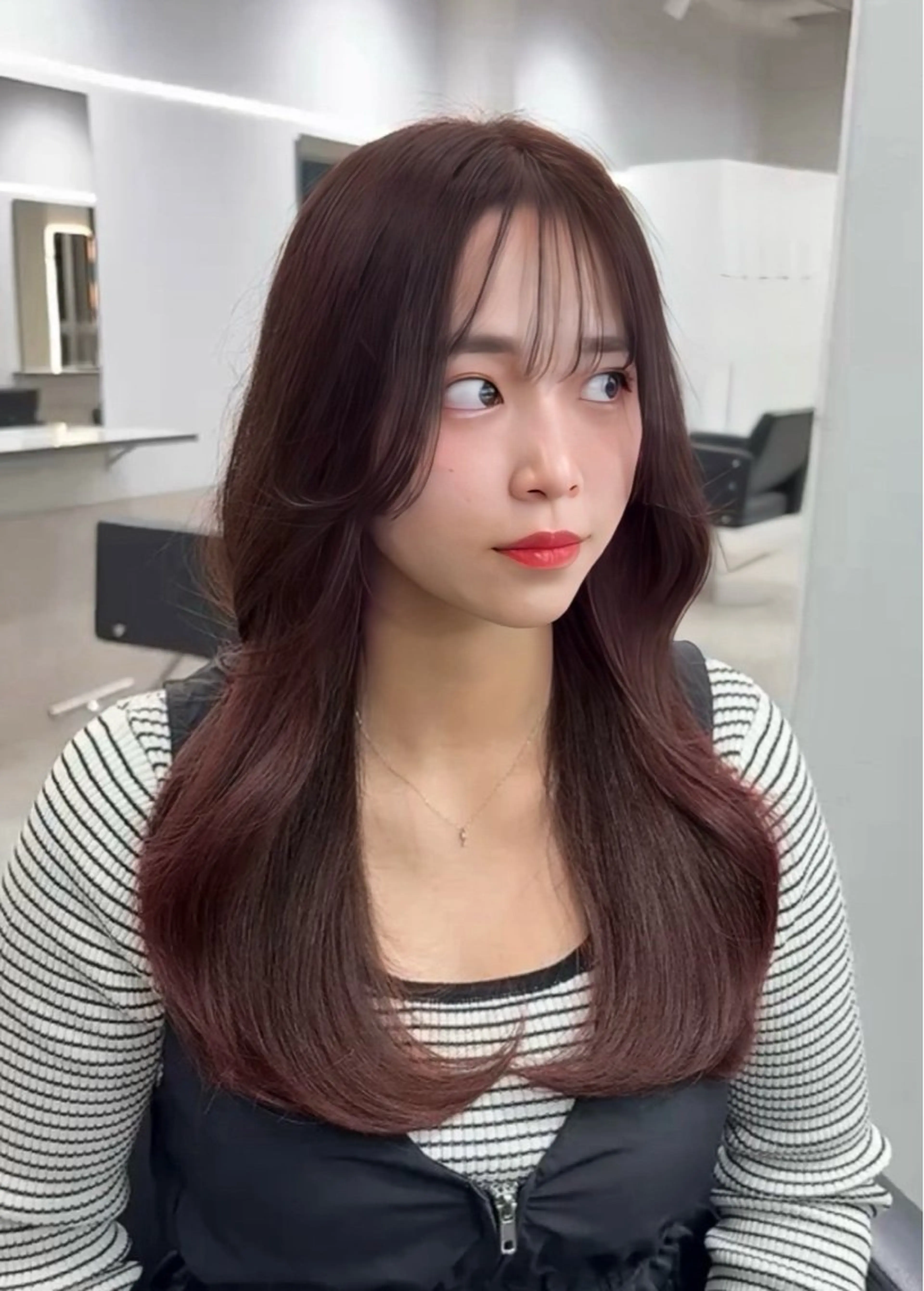 ロング カラー ブリーチ ヨシンモリ 韓国風ヘア レイヤーカット 縮毛矯正 ヘアカラー トリートメント 髪質改善/レイヤー カット福澤 和嗣のヘアスタイル