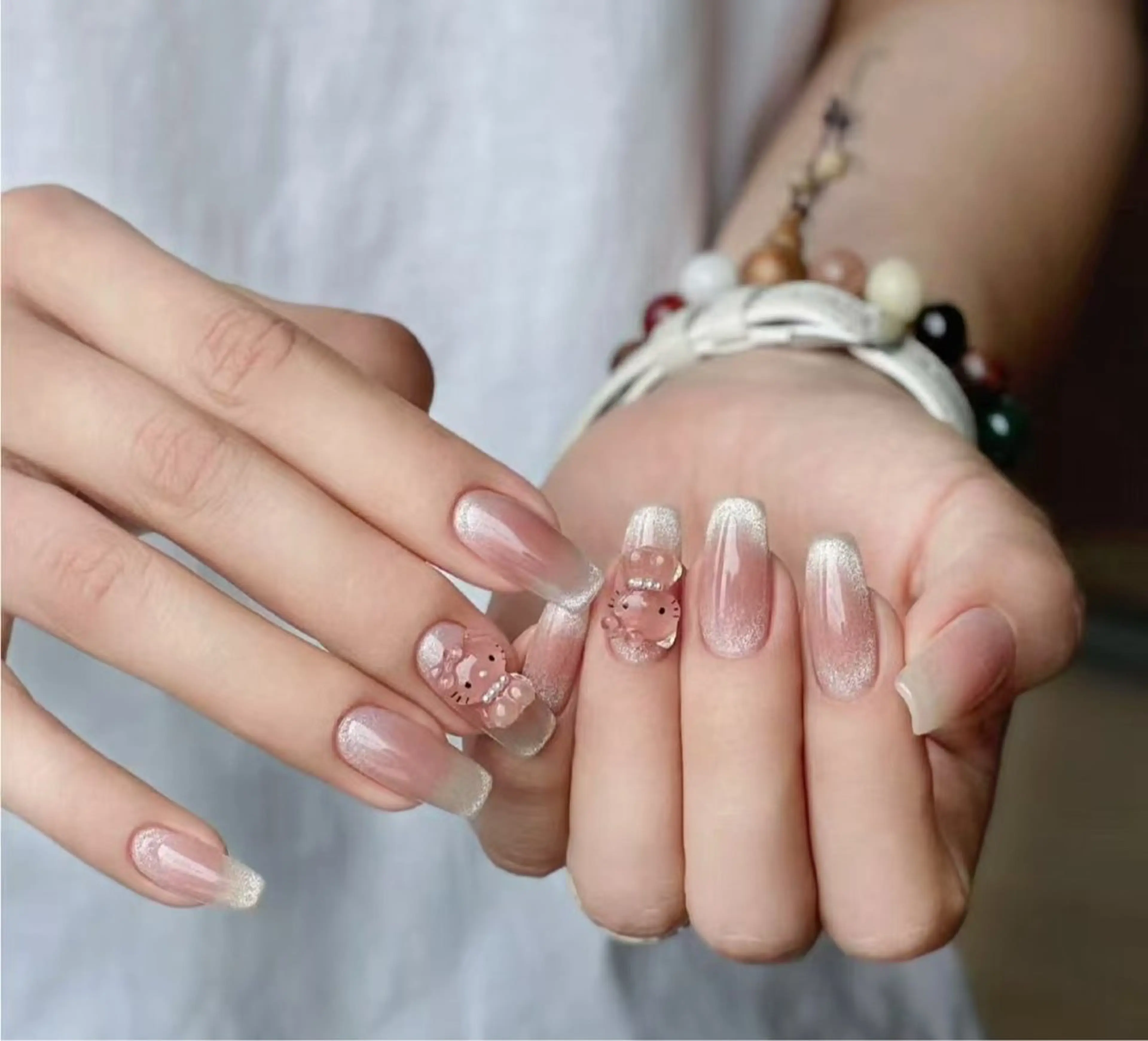 ネイル フラワーネイル フレンチネイル ジェルネイル ガラスフレンチ ハート ハンドネイル BabyYouMi nailのネイルデザイン