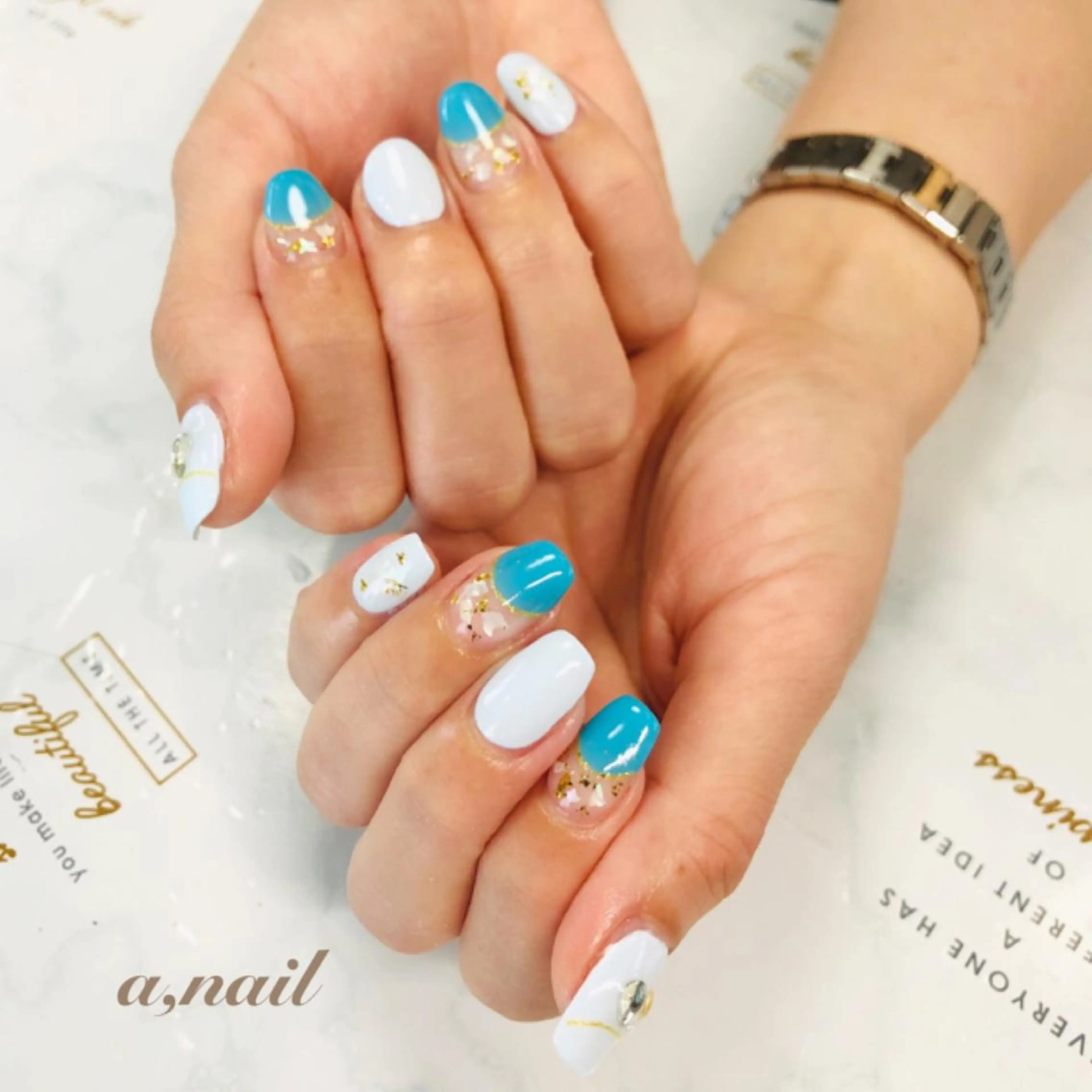 ネイル フットネイル フレンチネイル ジェルネイル グラデーション ラメ(グリッター) ハンドネイル ネイルサロン エーネイルのネイルデザイン