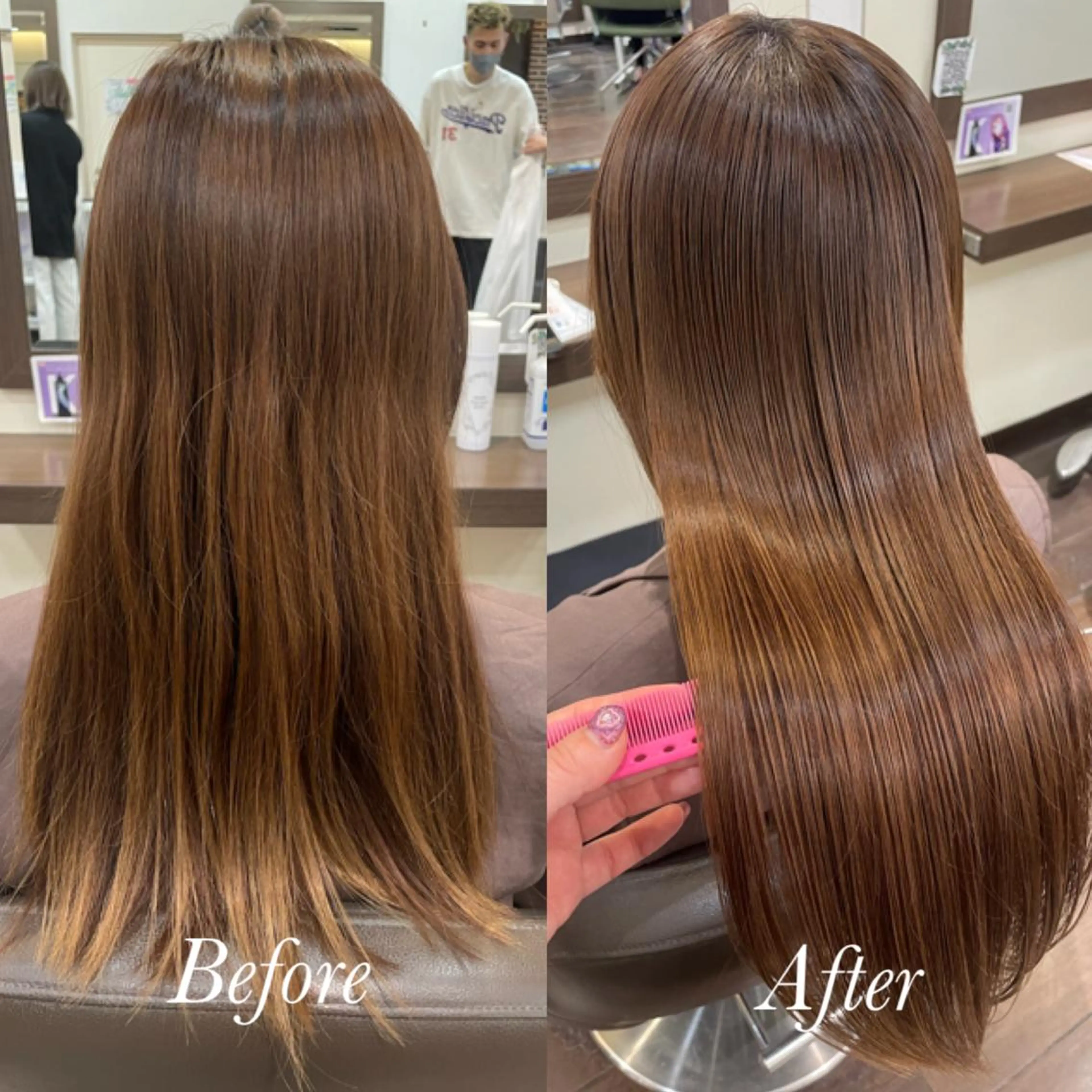 セミロング カラー 髪質改善 トリートメント aya/小顔レイヤー /柔らかカラーのヘアスタイル