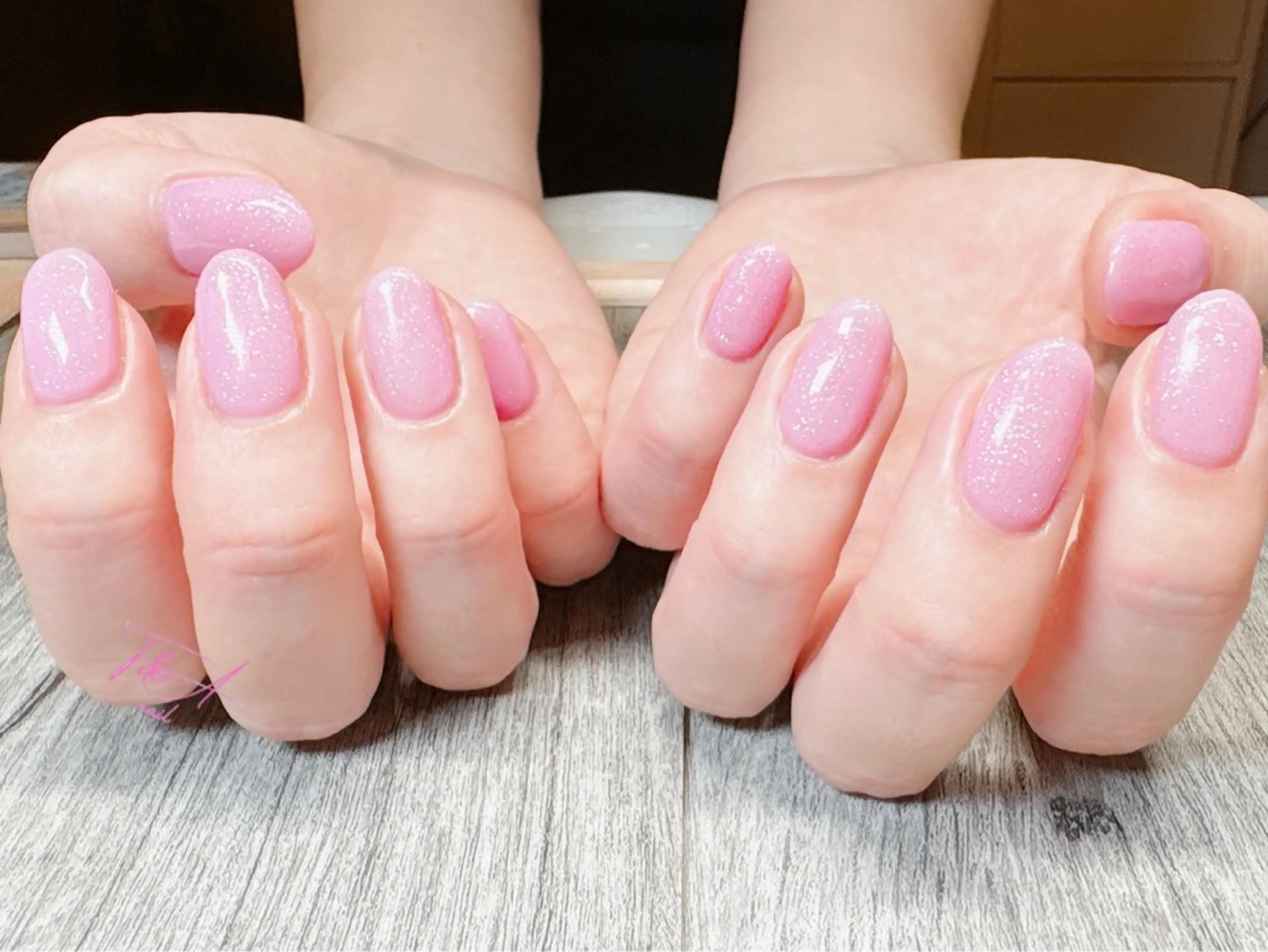 ネイル ジェルネイル キラキラネイル ワンカラーネイル ピンク スカルプネイル T&A nailのネイルデザイン