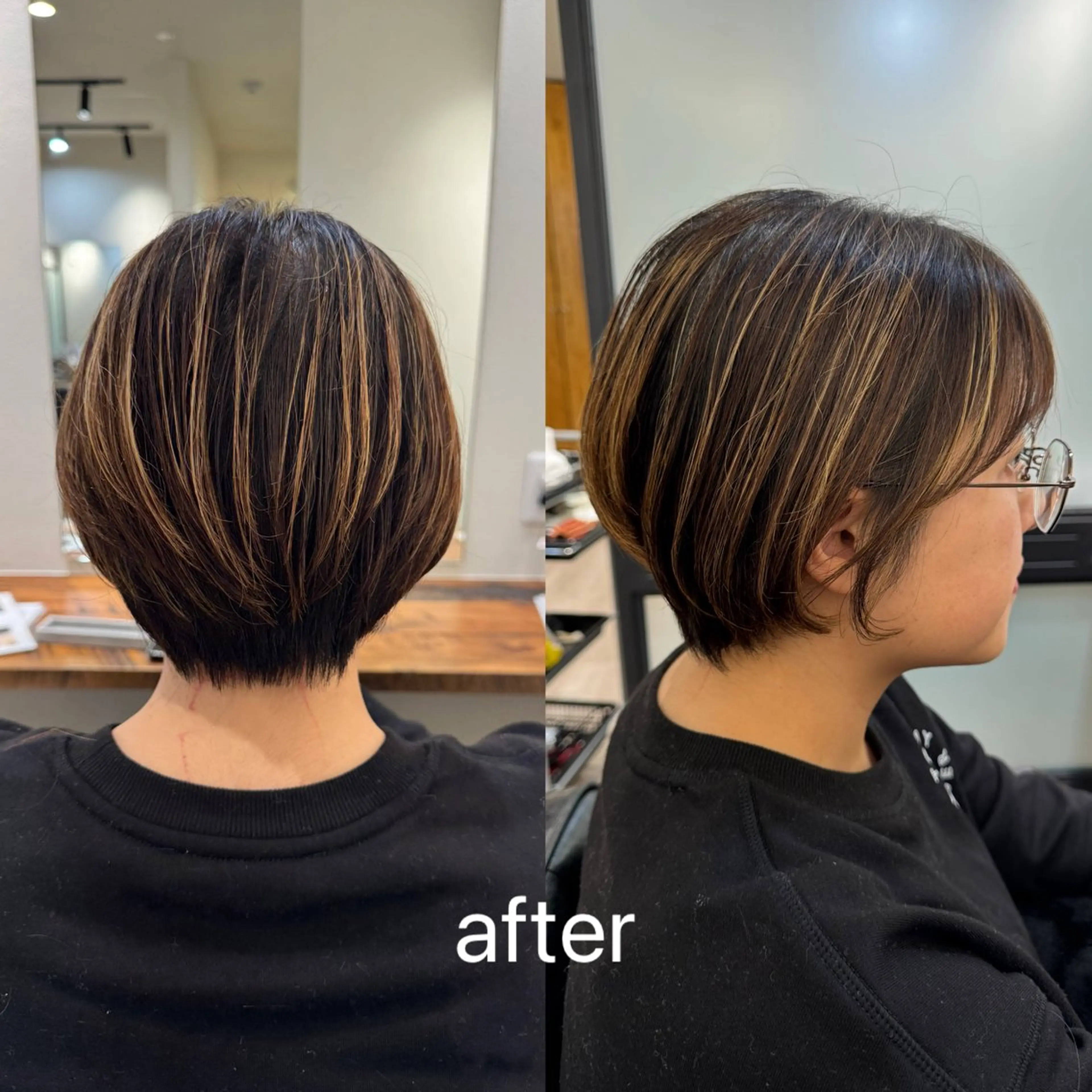 ショート カット 大船🫧ハイライト ボブ🫧持田樹のヘアスタイル