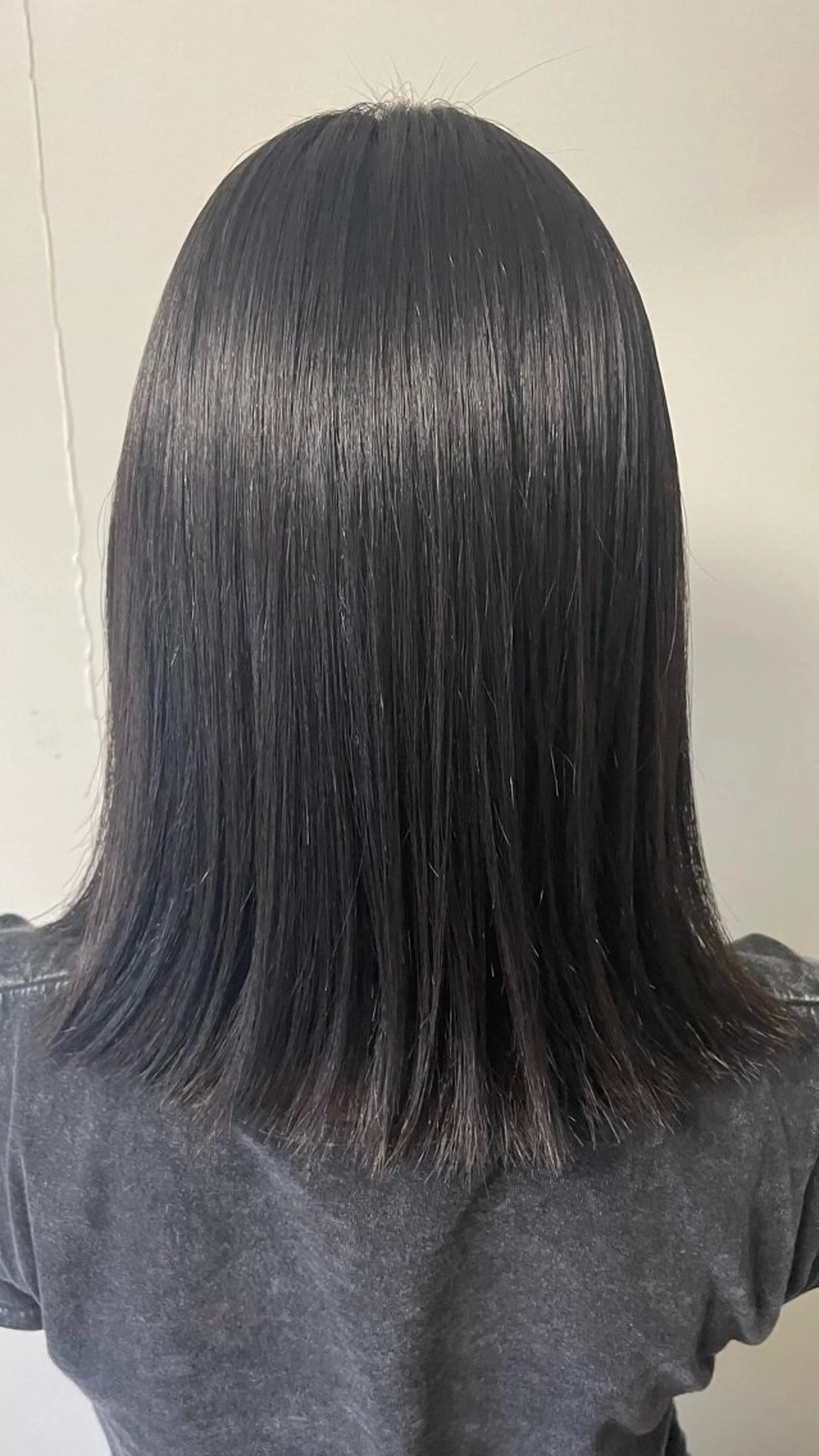 ミディアム パーマ 縮毛矯正 縮毛矯正 白杉 えりのヘアスタイル