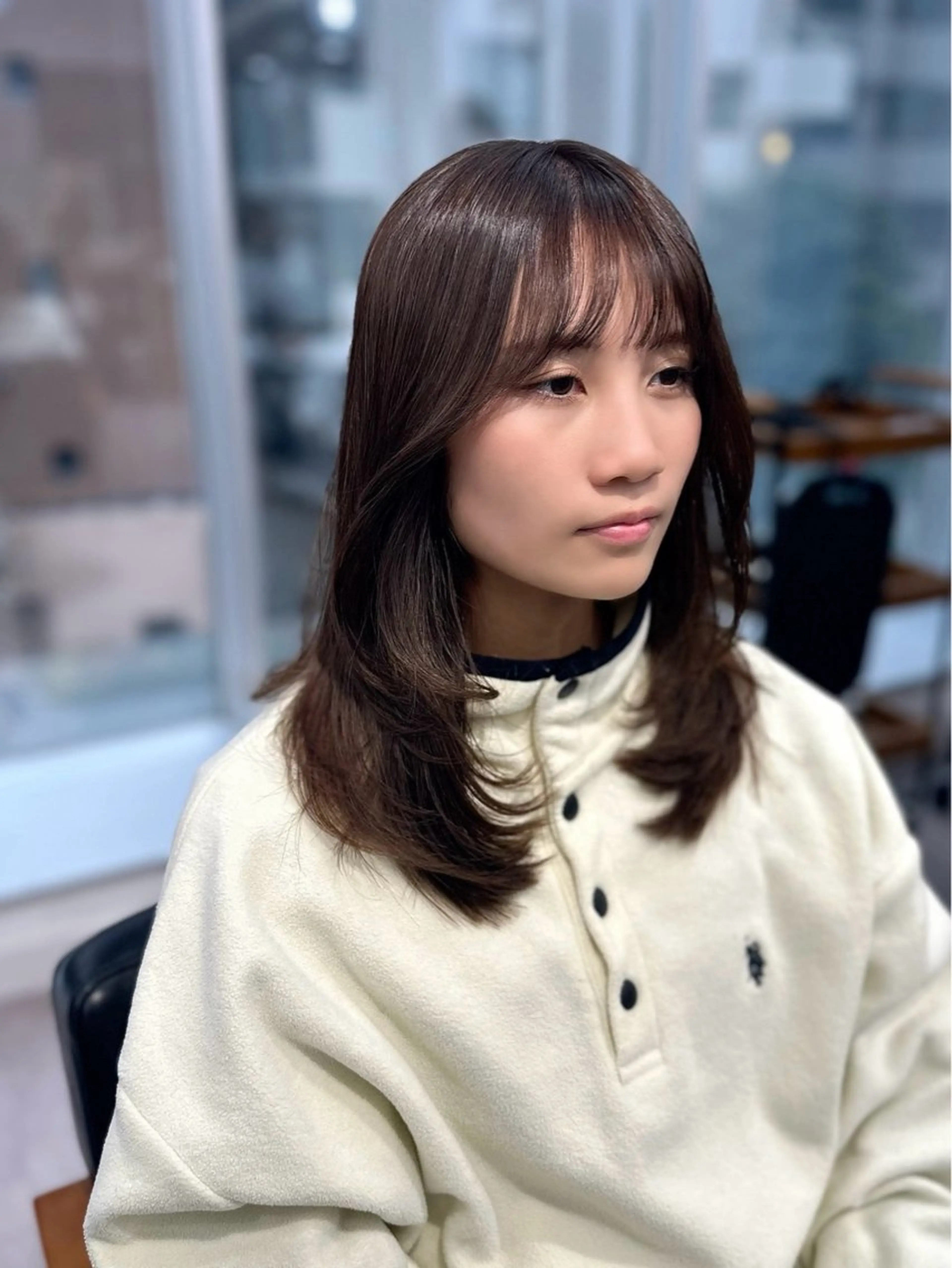 セミロング カラー パーマ ヘアアレンジ メンズ キッズ レイヤーカット 🌿透け感カラーのヘアスタイル