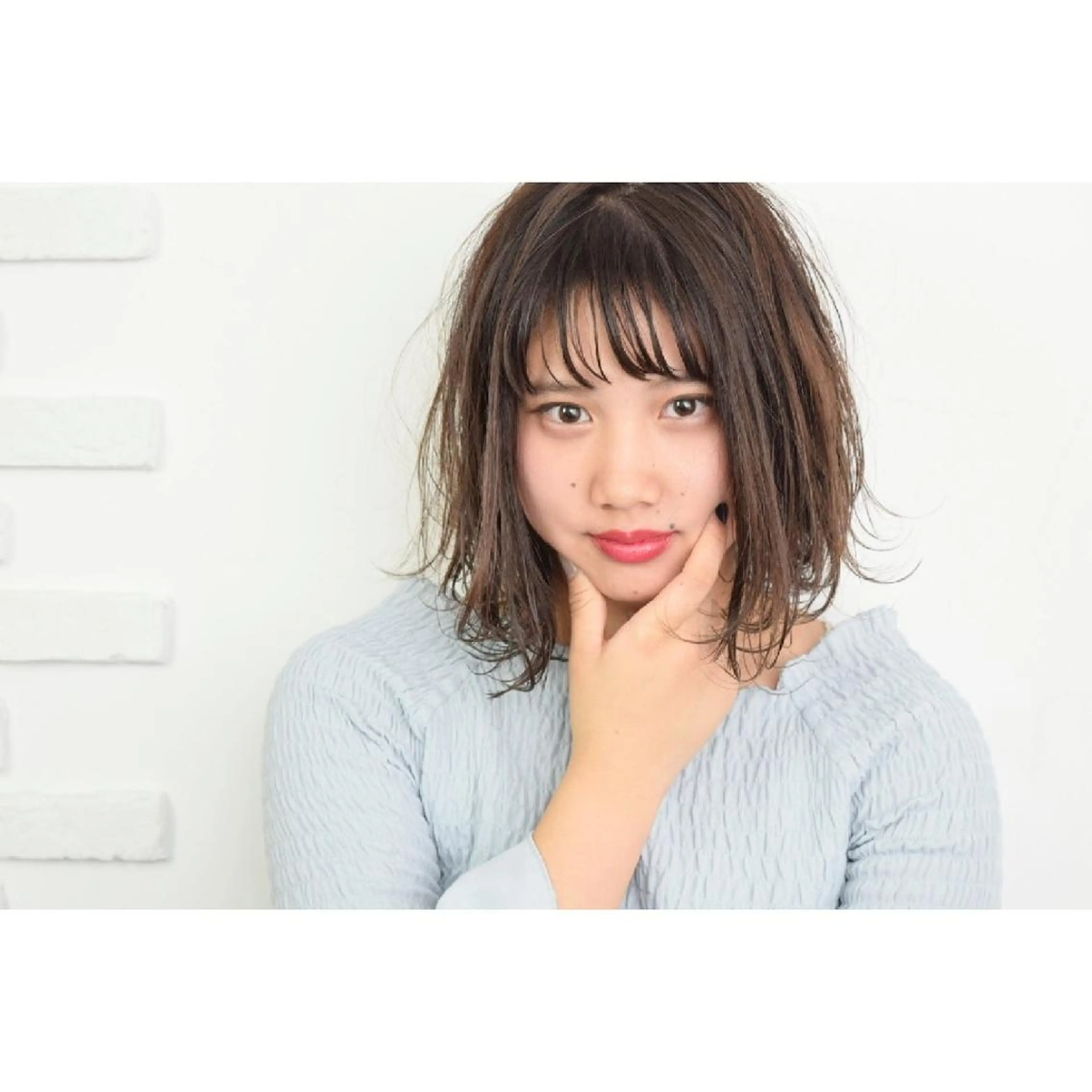 ミディアム カラー パーマ みなみ ゆうすけのヘアスタイル