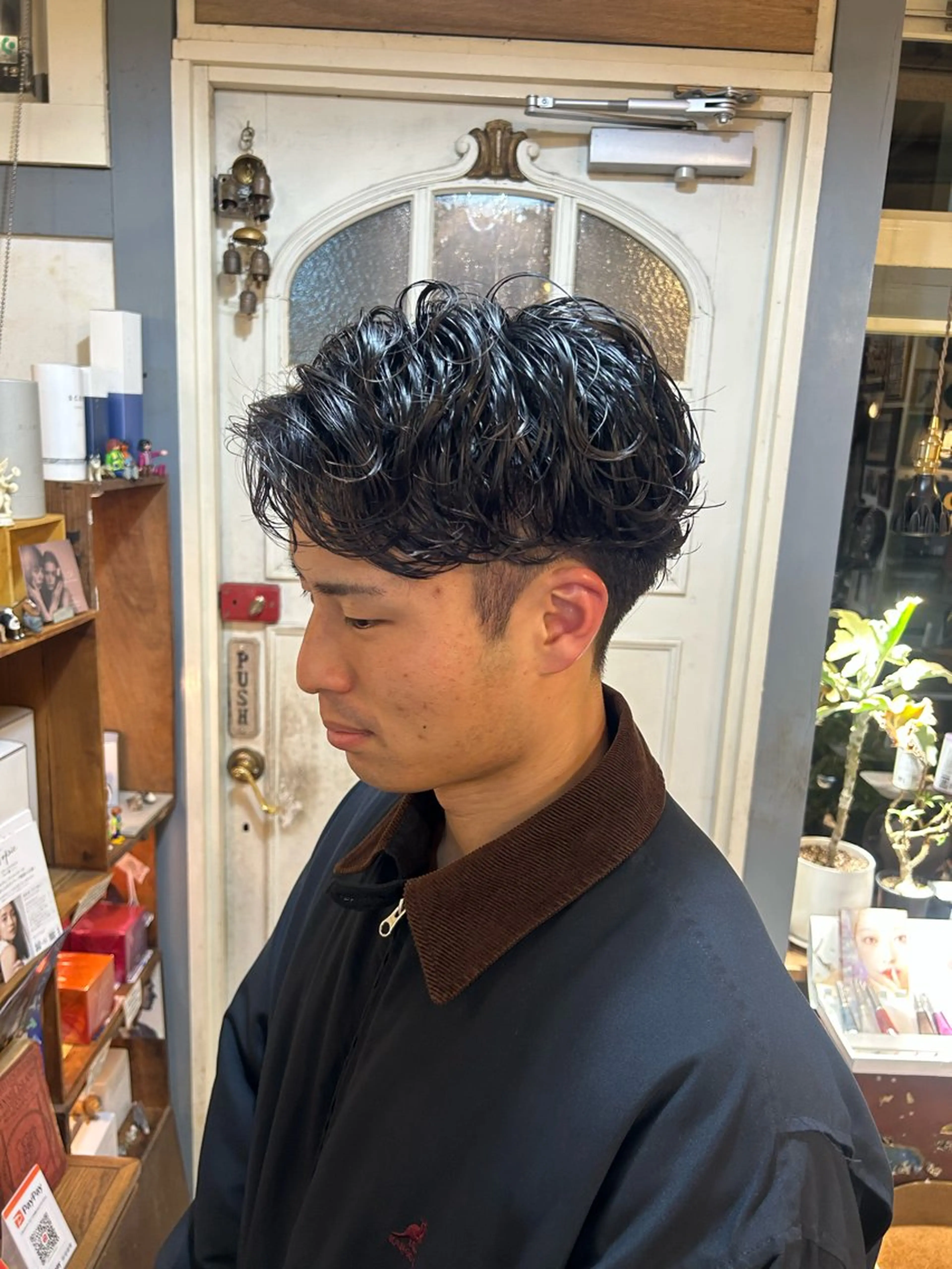 ショート パーマ メンズ カット パーマ 清水千優/パーマ/透 明感カラー/メンズのヘアスタイル