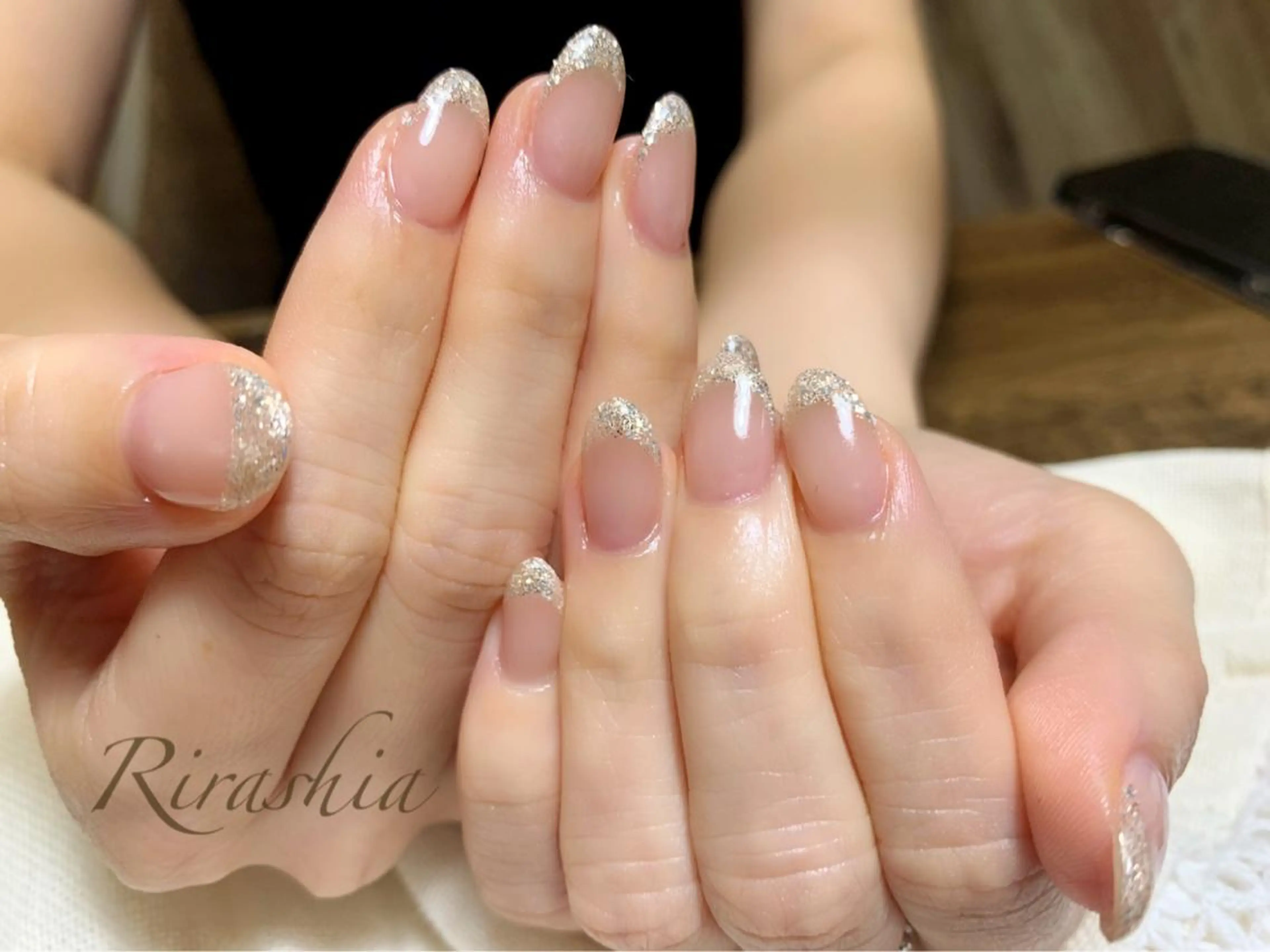 ネイル フレンチネイル ガラスフレンチ ホワイト ハンドスパ｜ネイル Rirashaのネイルデザイン