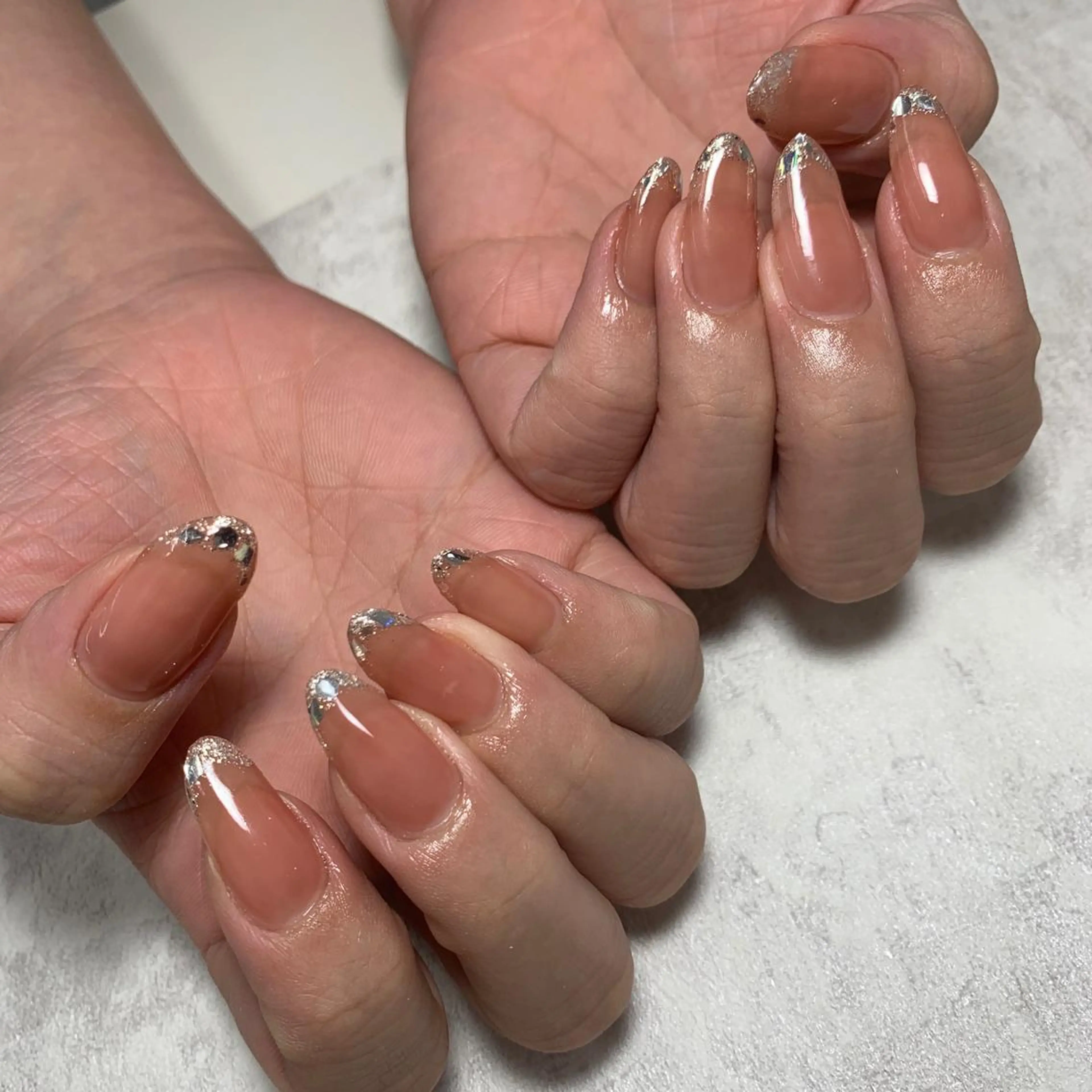 ネイル フレンチネイル ガラスフレンチ Li aile eye&nailのマツエク・マツパデザイン