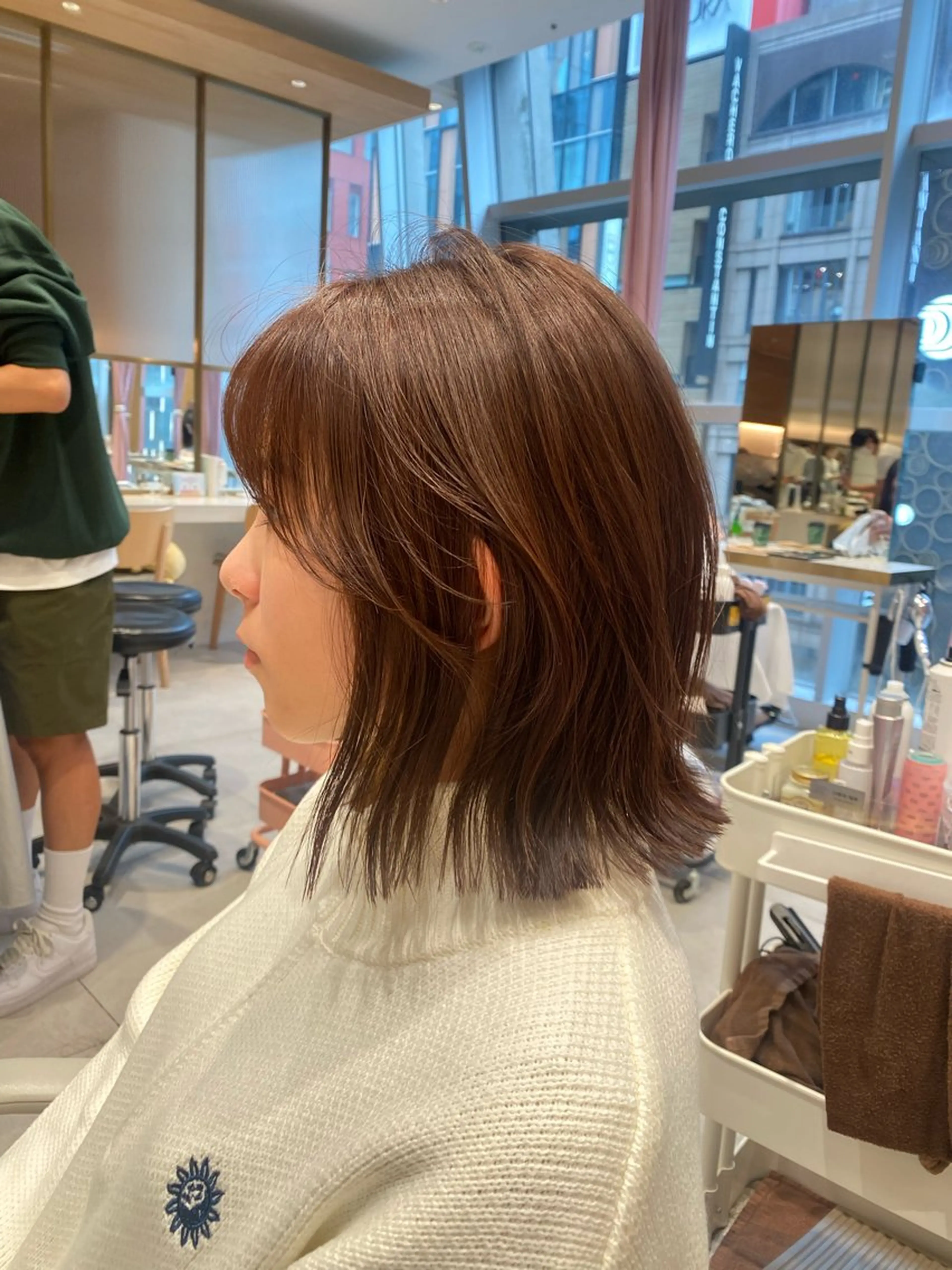 ミディアム カラー パーマ ヘアアレンジ ボブレイヤー ブラウンカラー グレージュ パープルカラー パープルブラウン カット 小野寺瑞希 /最小顔カットのヘアスタイル