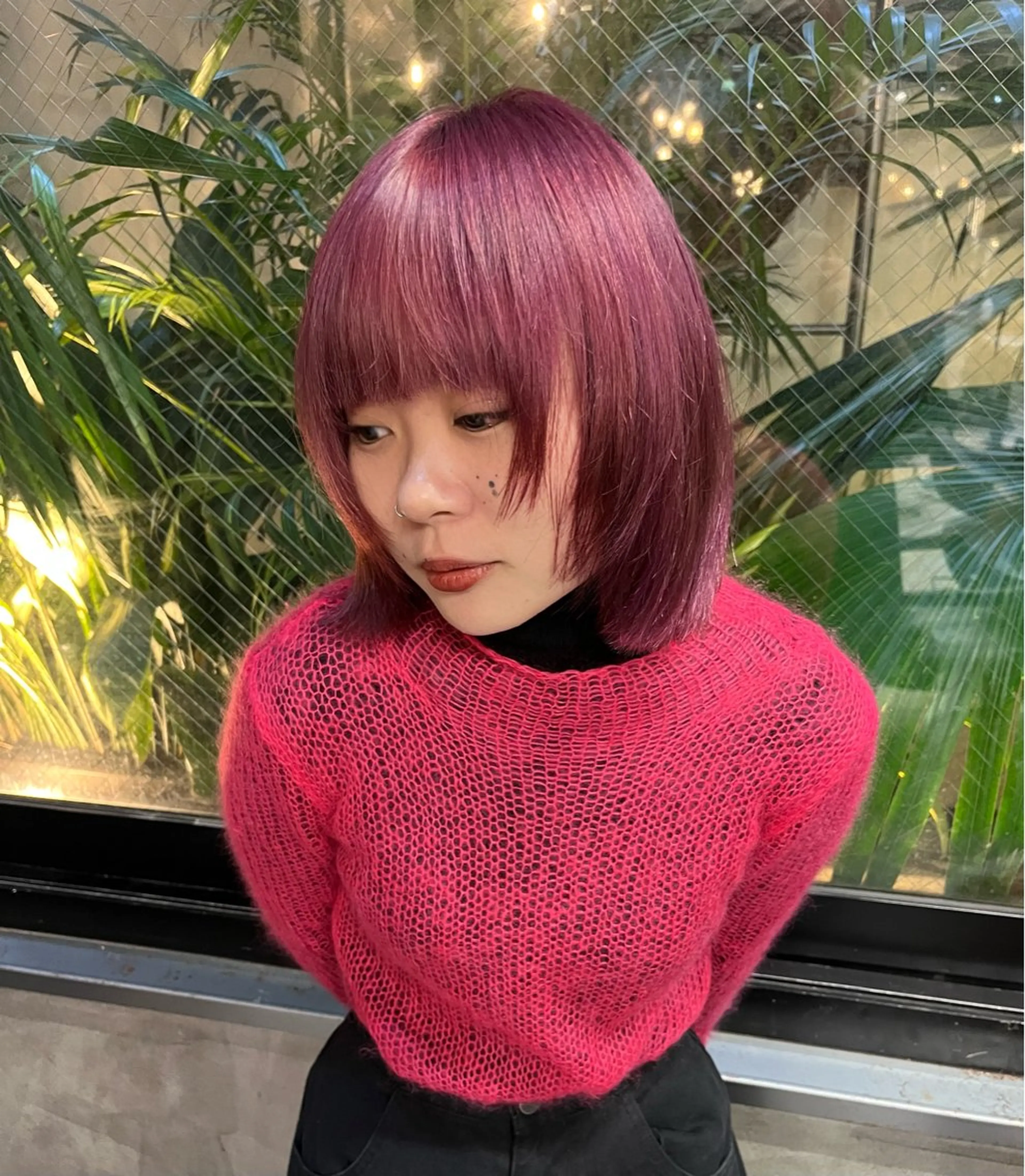 カラー ブリーチ ピンクカラー バイオレットカラー ブリーチ/縮毛矯正 ❤️‍🔥シンノスケのヘアスタイル