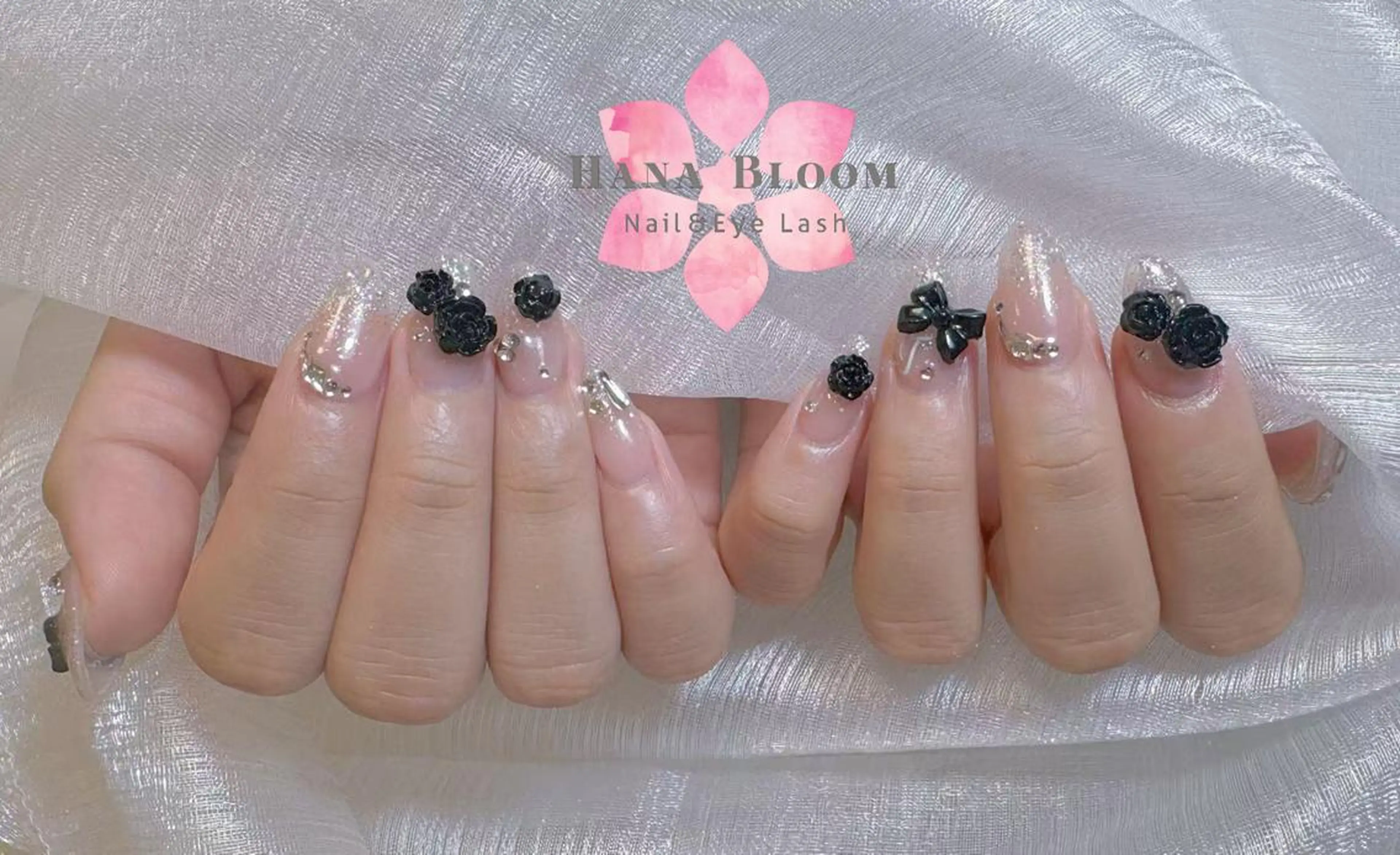 ネイル チークネイル 長さ出し フレンチネイル ジェルネイル ガラスフレンチ ハンドネイル ハンドケア Hana Bloom Nail 練習モデルのネイルデザイン